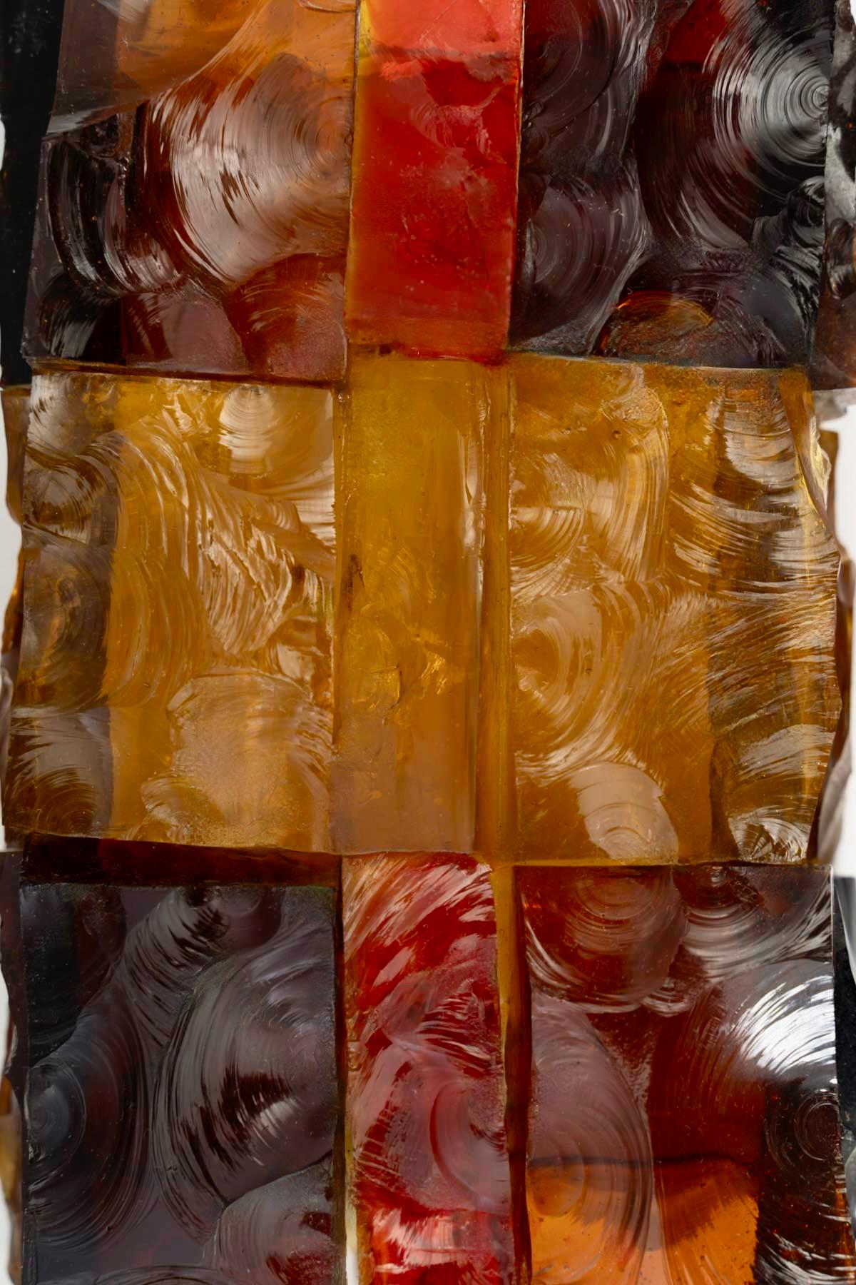 Français 1970 Paire d'appliques en verre coloré signées Jean Simon Labret en vente