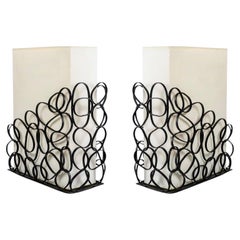 1970 Pareja de lámparas de hierro forjado de Roche Bobois
