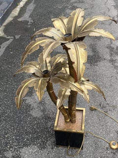 1970′ Palm Tree Floor Lamp, Brass By Barbier, Maison Jansen 3 Heads H: 100 cm