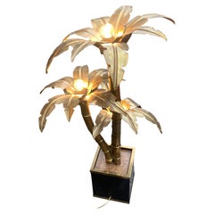 1970′ Palme Stehleuchte, Messing von Barbier, Maison Jansen 3 Köpfe H: 100 cm