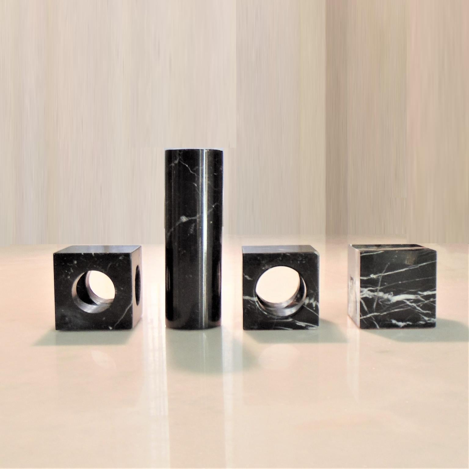 Late 20th Century 1970 Paperweights, Bookends, Vase Black Marquinia Marble for Sormani, Italy