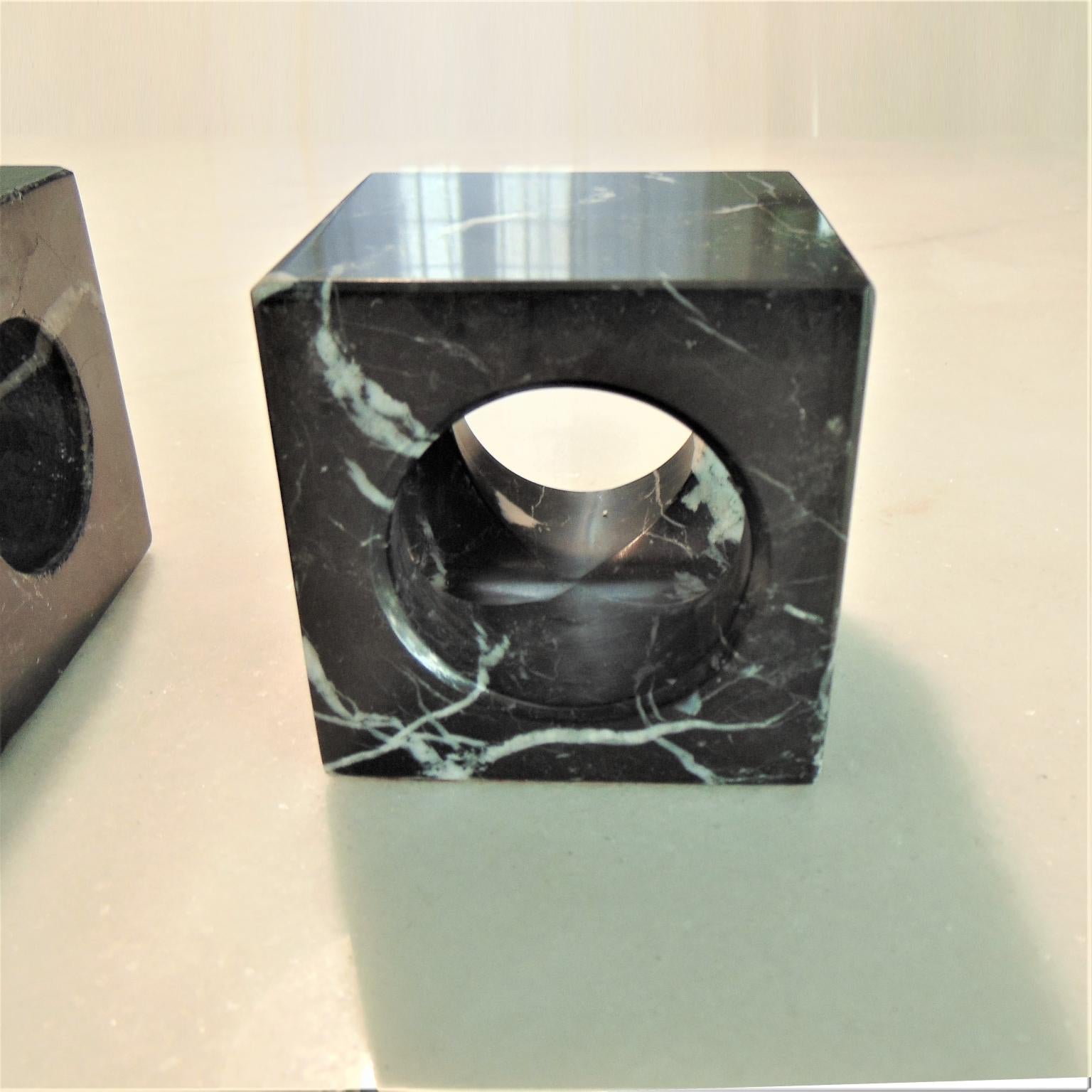 1970 Paperweights, Bookends, Vase Black Marquinia Marble for Sormani, Italy 2