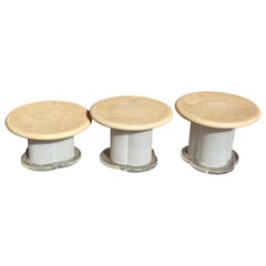 1970 Peach Raisin Mushroom Lucite Base Set of 3