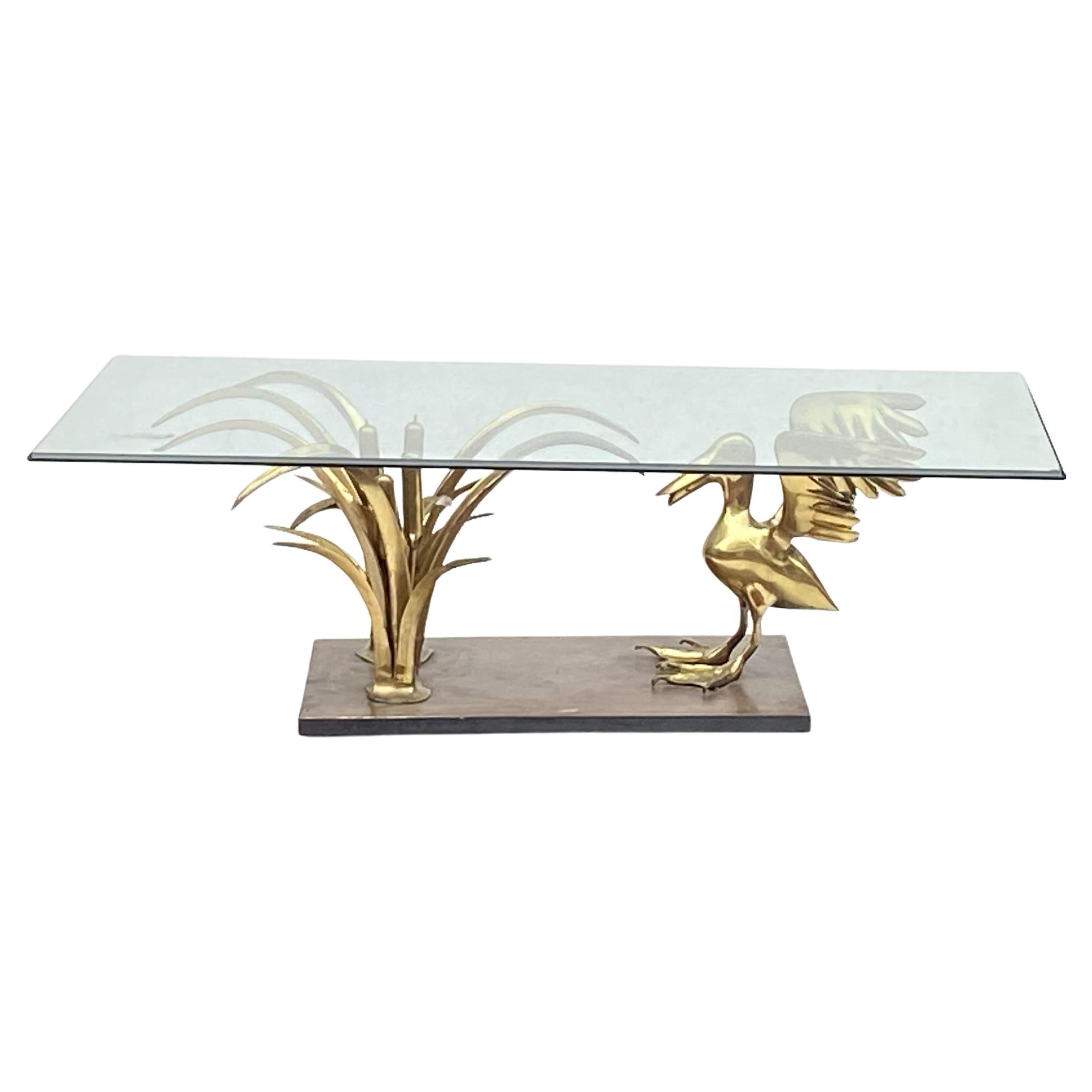 1970 ‘Pelican and Reed Coffee Table in Bronze by Christian Techoueyres For Sale