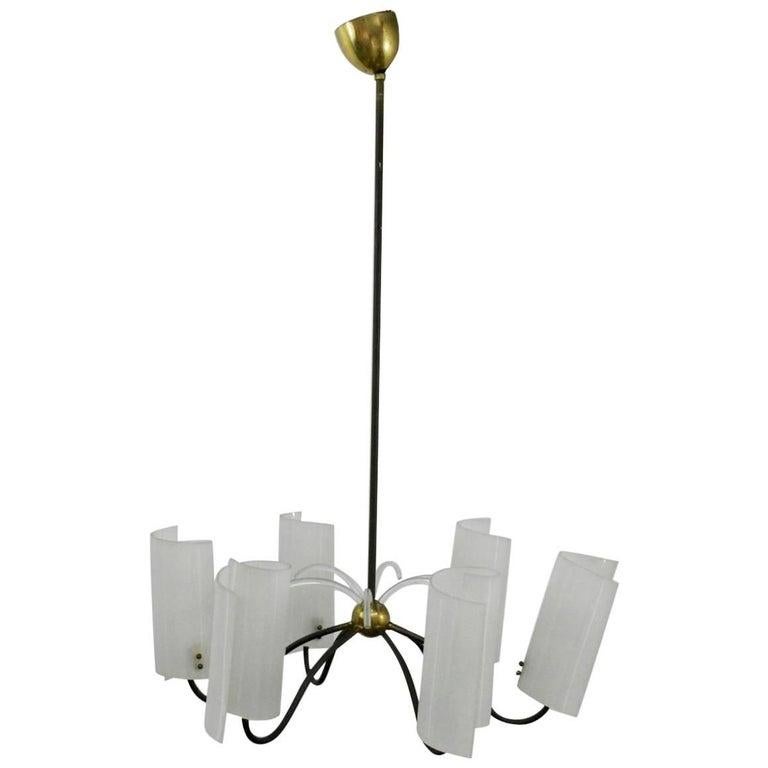 Modern 1970 Pendant in Brass and Lacquered Metal For Sale
