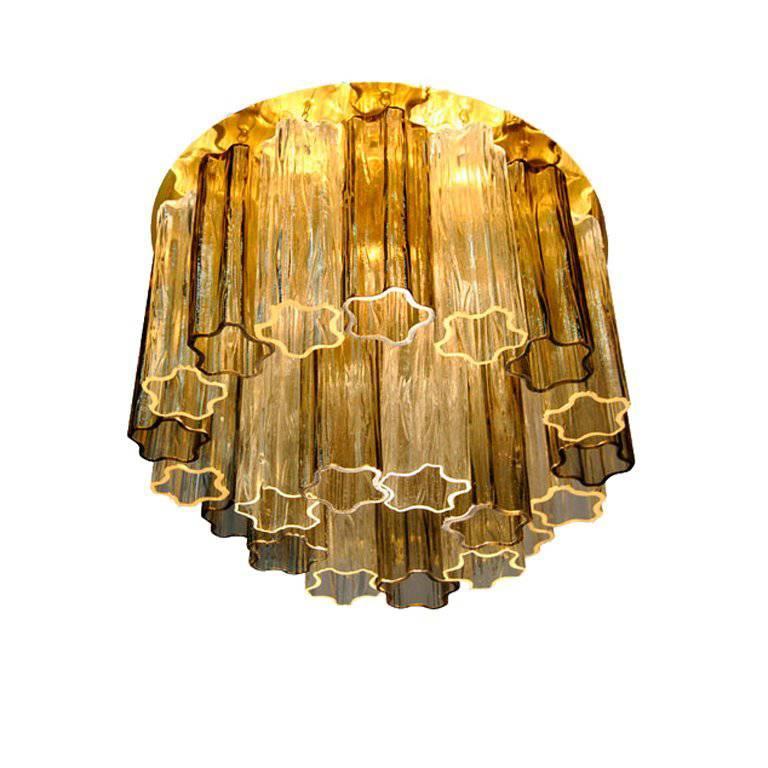 Mid-Century Modern 1970 Pendant in Tinted Glass and Metal, Edition Kalmar