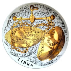 1970 Piero Fornasetti "Libra" Zodiac Porcelain Plate Made for Corisia