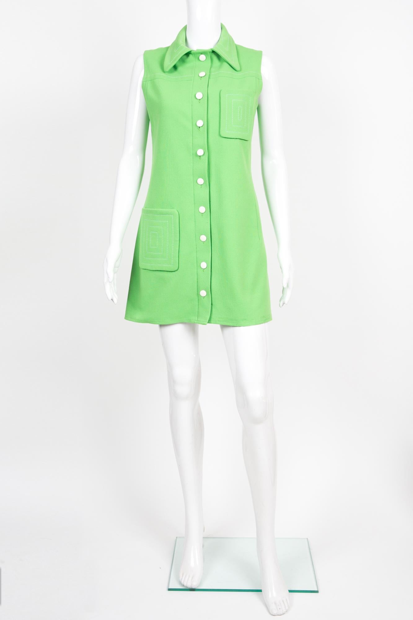 1970 Pierre Cardin Green Mini Dress For Sale 1