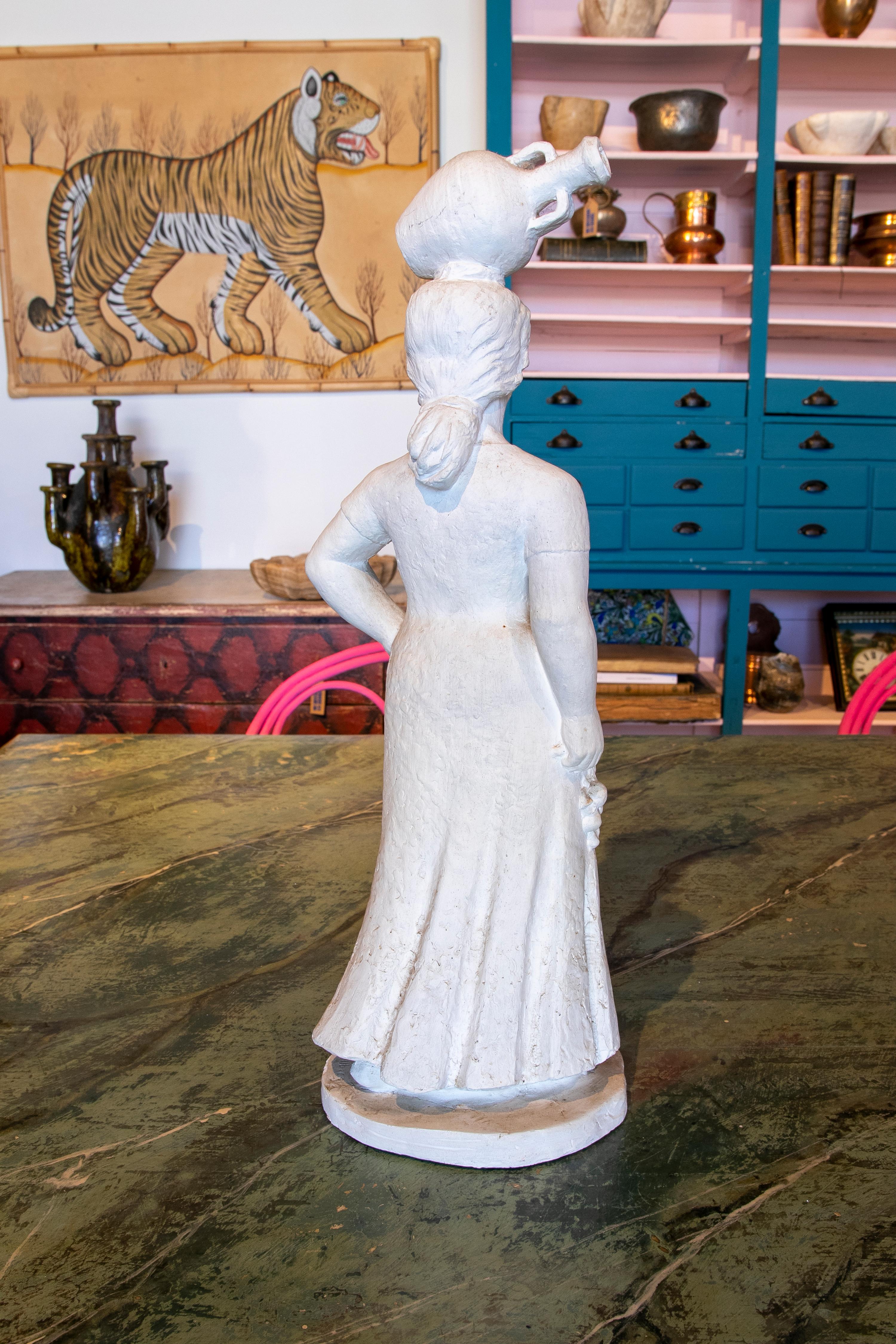 20th Century 1970 Plaster Sculpture of a Woman in Typical Andalusian Clothing For Sale