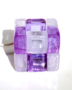 1970 Poliarte Albano Poli design Italiano Space Age Vetro Cubo Lampada tavolo