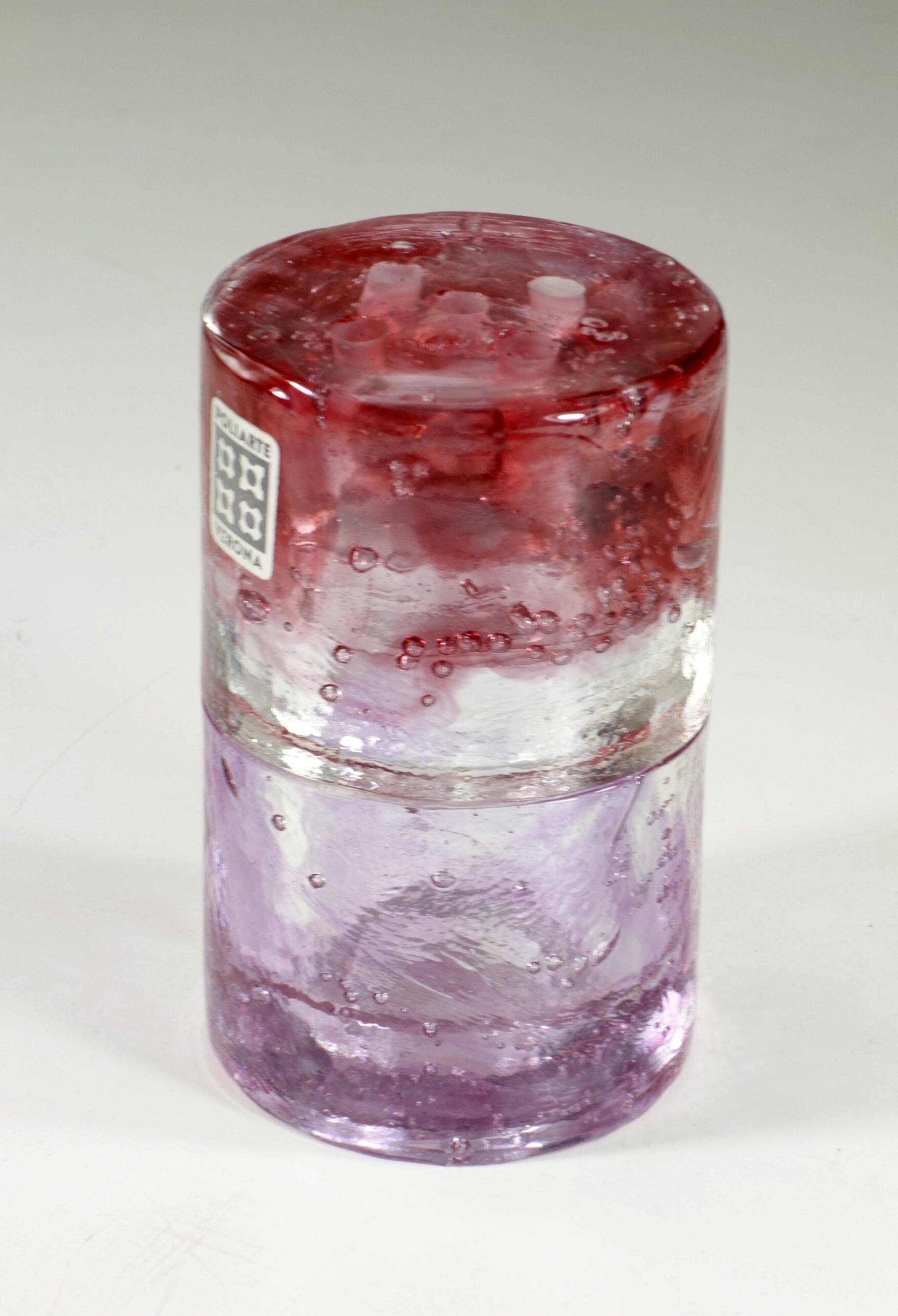 1970 Poliarte Albano Poli Italienisches Space Age Design Rosa Glas Einzelne Blumenvase im Zustand „Hervorragend“ im Angebot in Brescia, IT