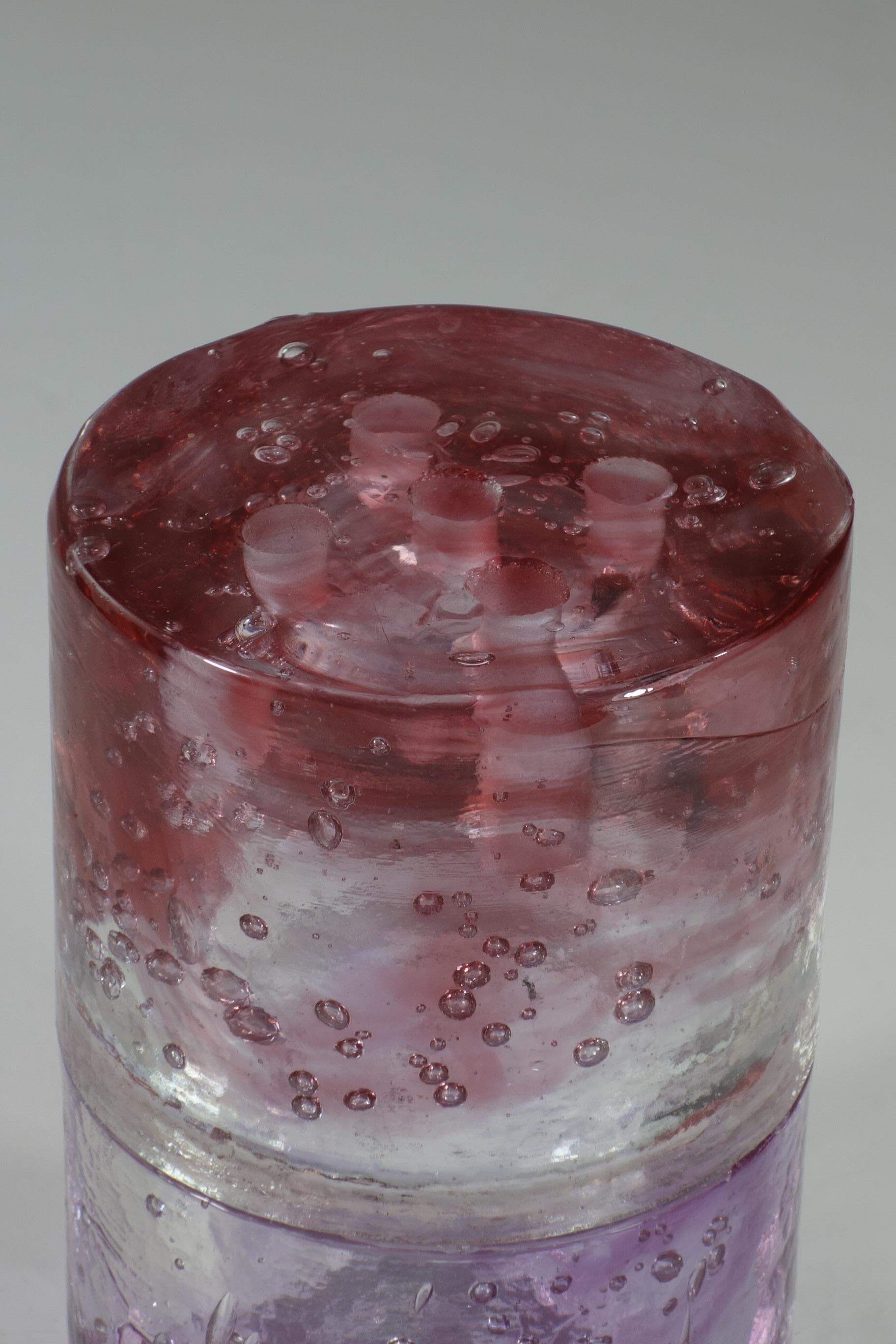 1970 Poliarte Albano Poli Italienisches Space Age Design Rosa Glas Einzelne Blumenvase im Angebot 3