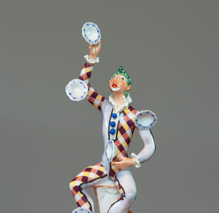 Late 20th Century 1970 Porcelain Meissen Statue 'the Juggler' by Peter Strang for Franklin MInt For Sale