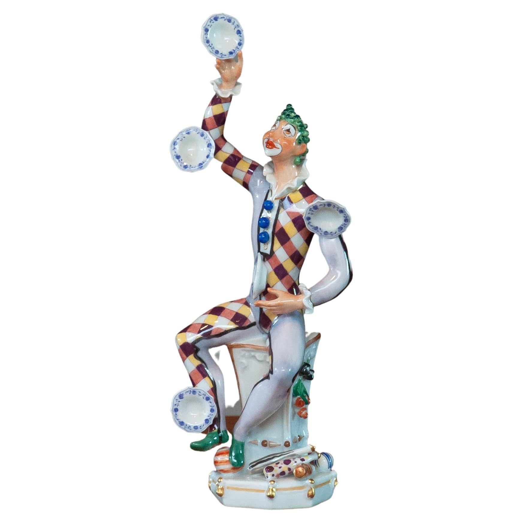 1970 Porcelain Meissen Statue 'the Juggler' by Peter Strang for Franklin MInt
