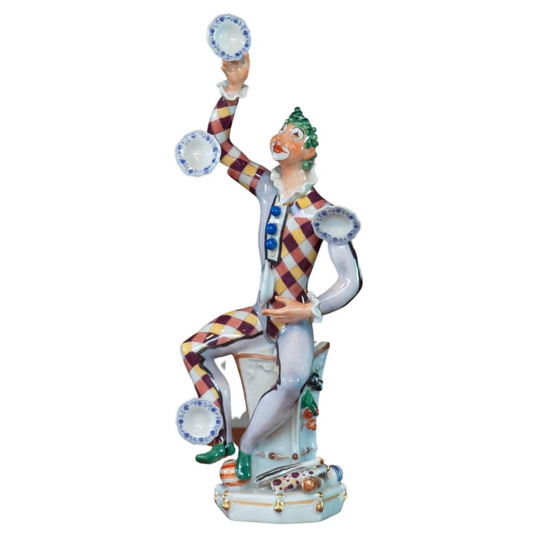 1970 Porcelain Meissen Statue 'the Juggler' by Peter Strang for Franklin MInt For Sale