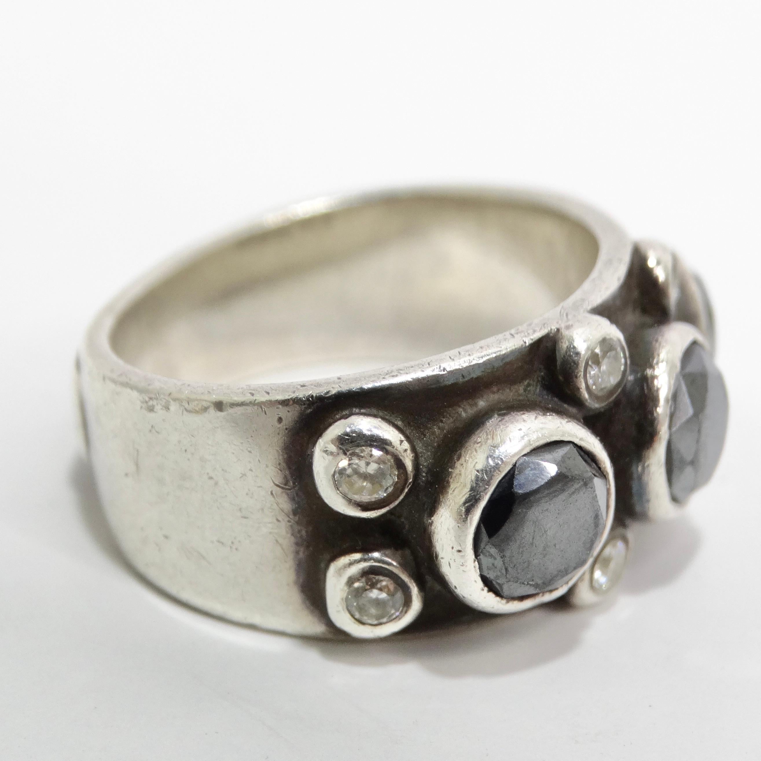 1970 Ring aus reinem Silber Synthetischem Diamanten im Zustand „Gut“ im Angebot in Scottsdale, AZ