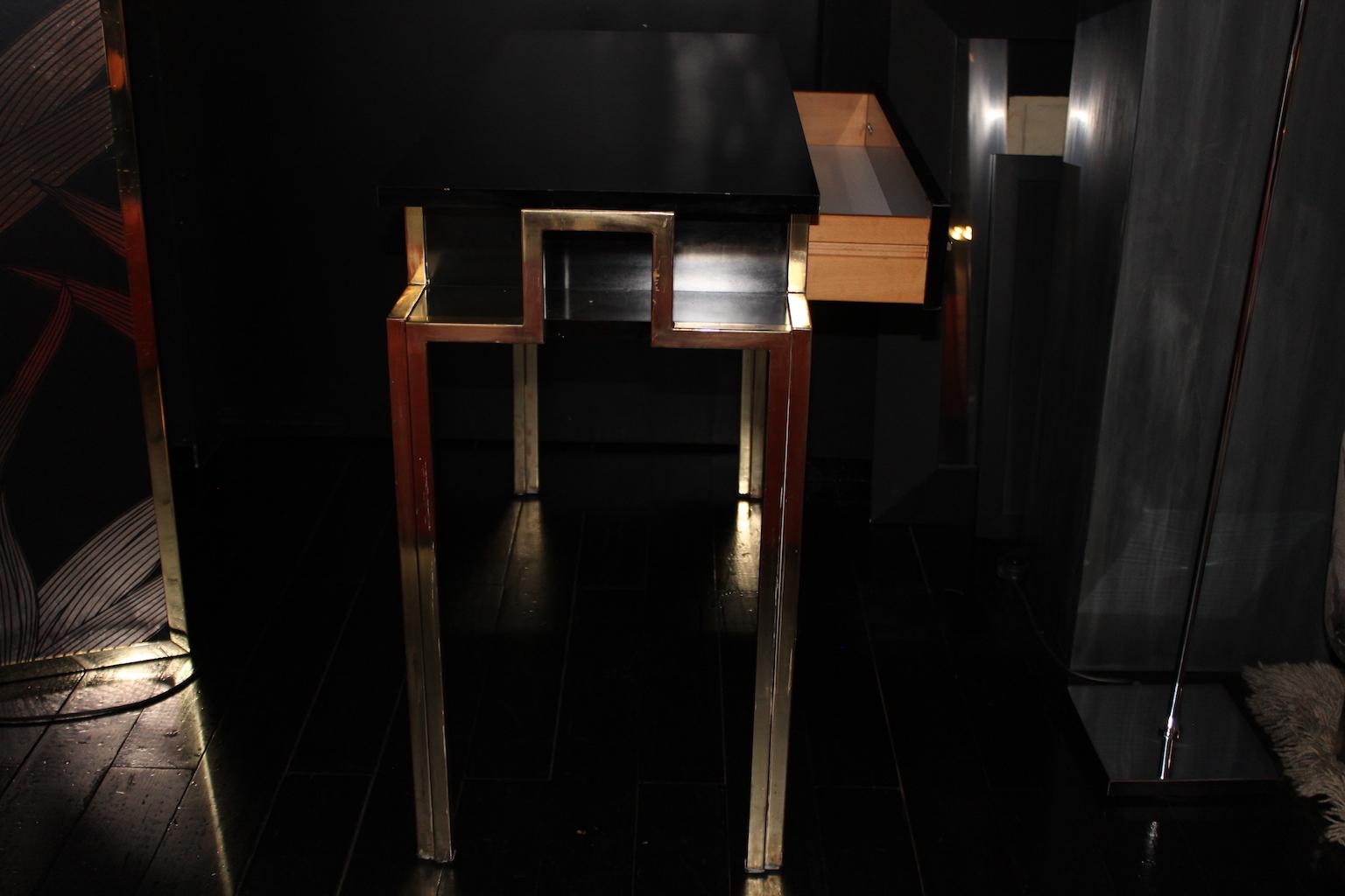 1970 Rectangular Writing Desk / Console in Laminate and Brass Finishes 2