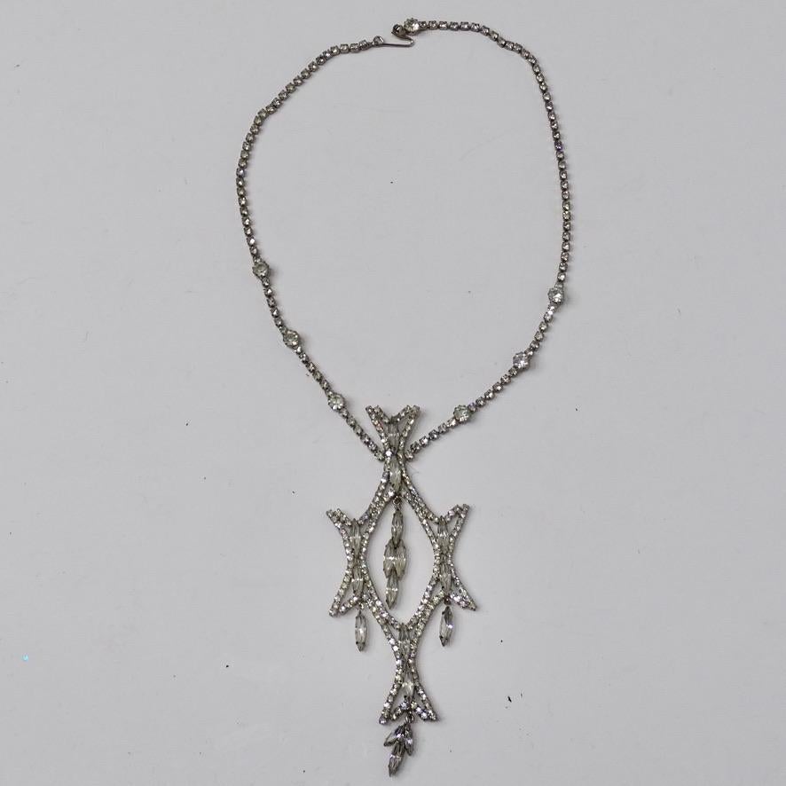 1970 Rhinestone Drop Necklace In Excellent Condition For Sale In Scottsdale, AZ