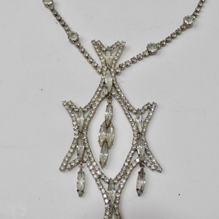 1970 Rhinestone Drop Necklace For Sale 2