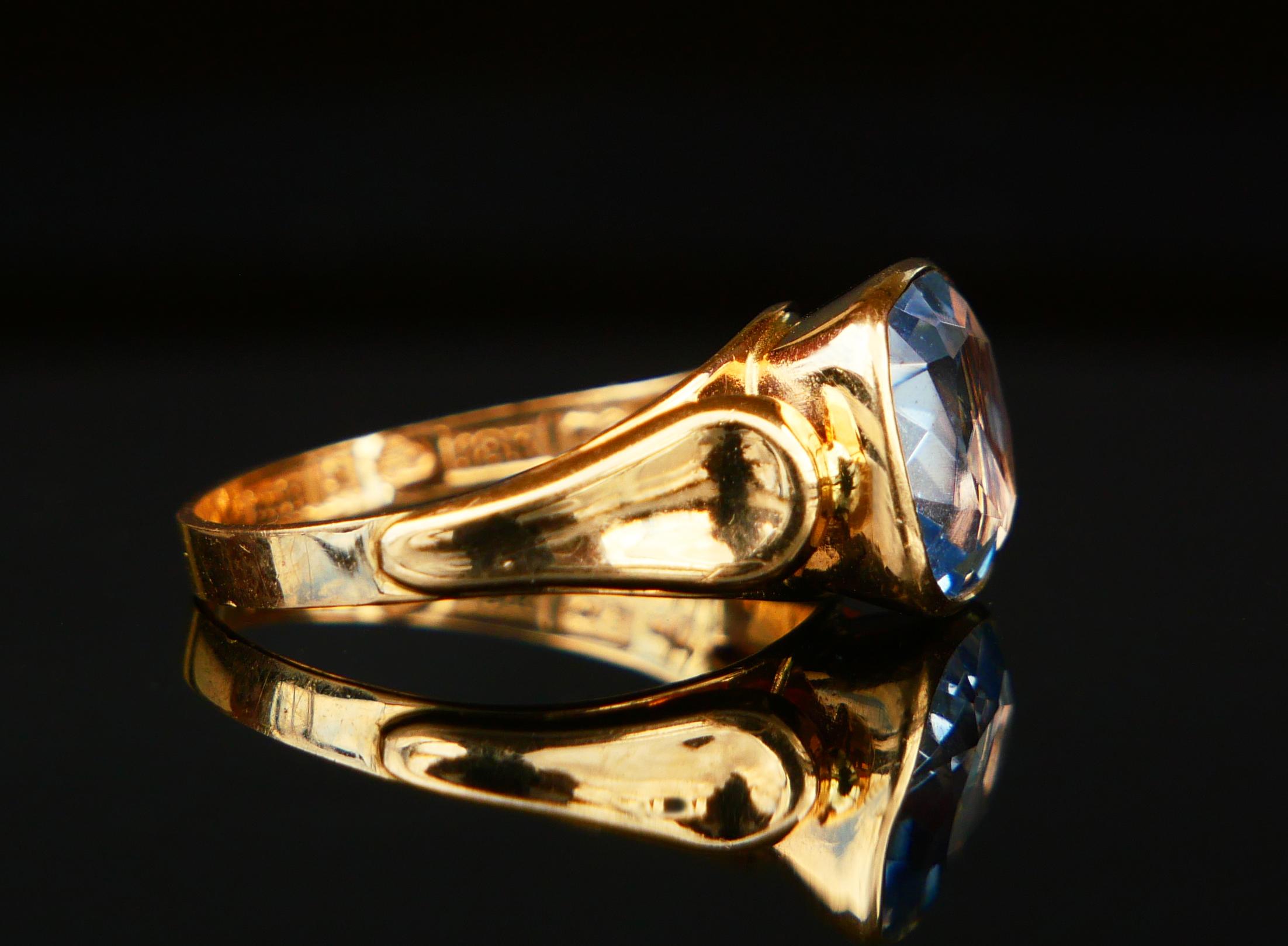 1970 Ring natural 4ct Aquamarine solid 18K Gold Ø6.25 US / 3.3 gr For Sale 7