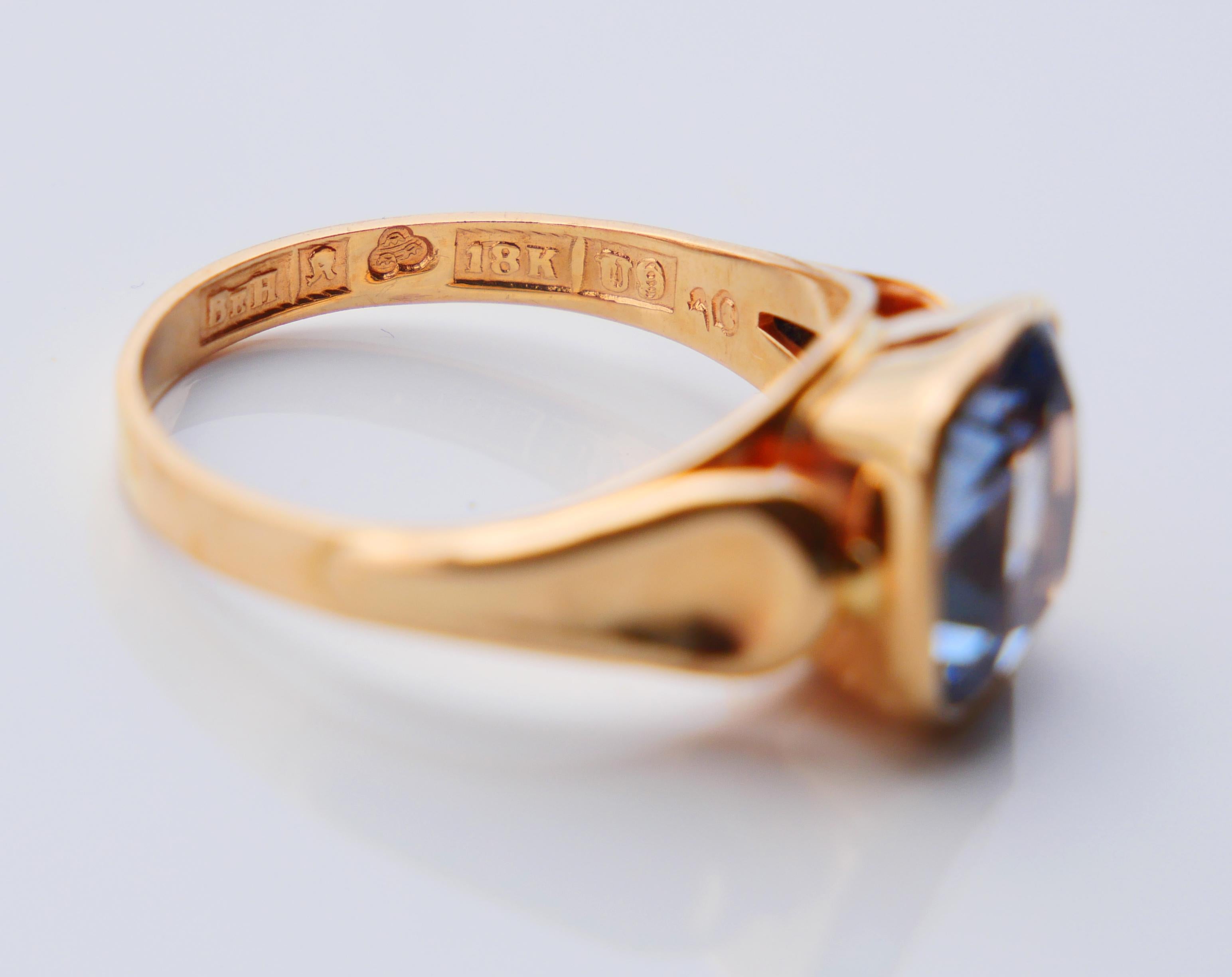 1970 Ring natural 4ct Aquamarine solid 18K Gold Ø6.25 US / 3.3 gr For Sale 8