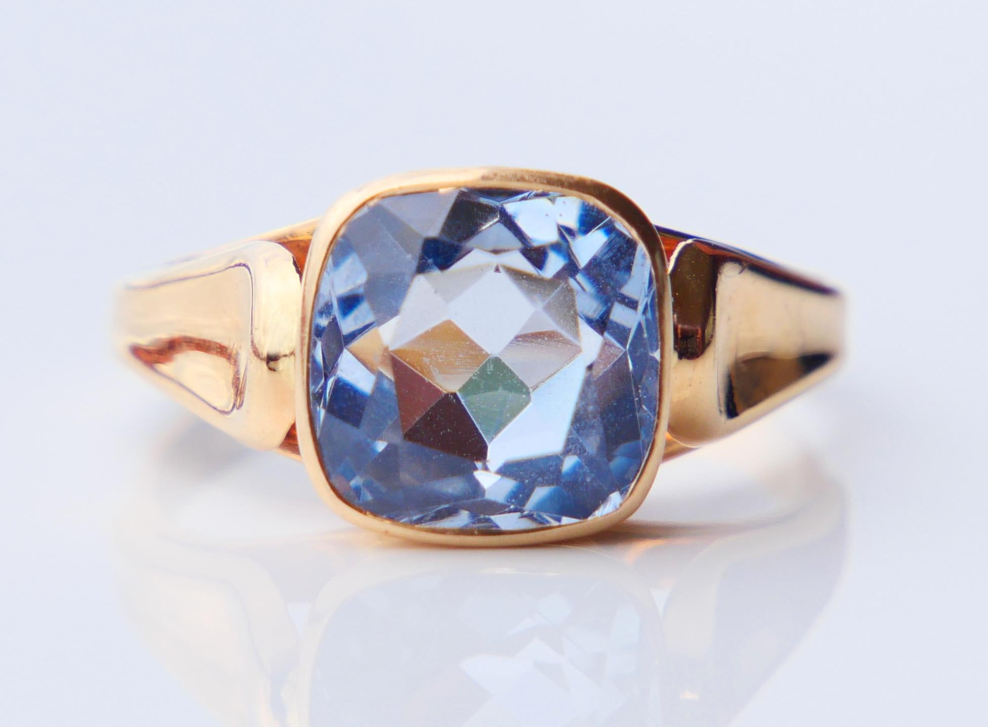 1970 Ring natural 4ct Aquamarine solid 18K Gold Ø6.25 US / 3.3 gr For Sale 1