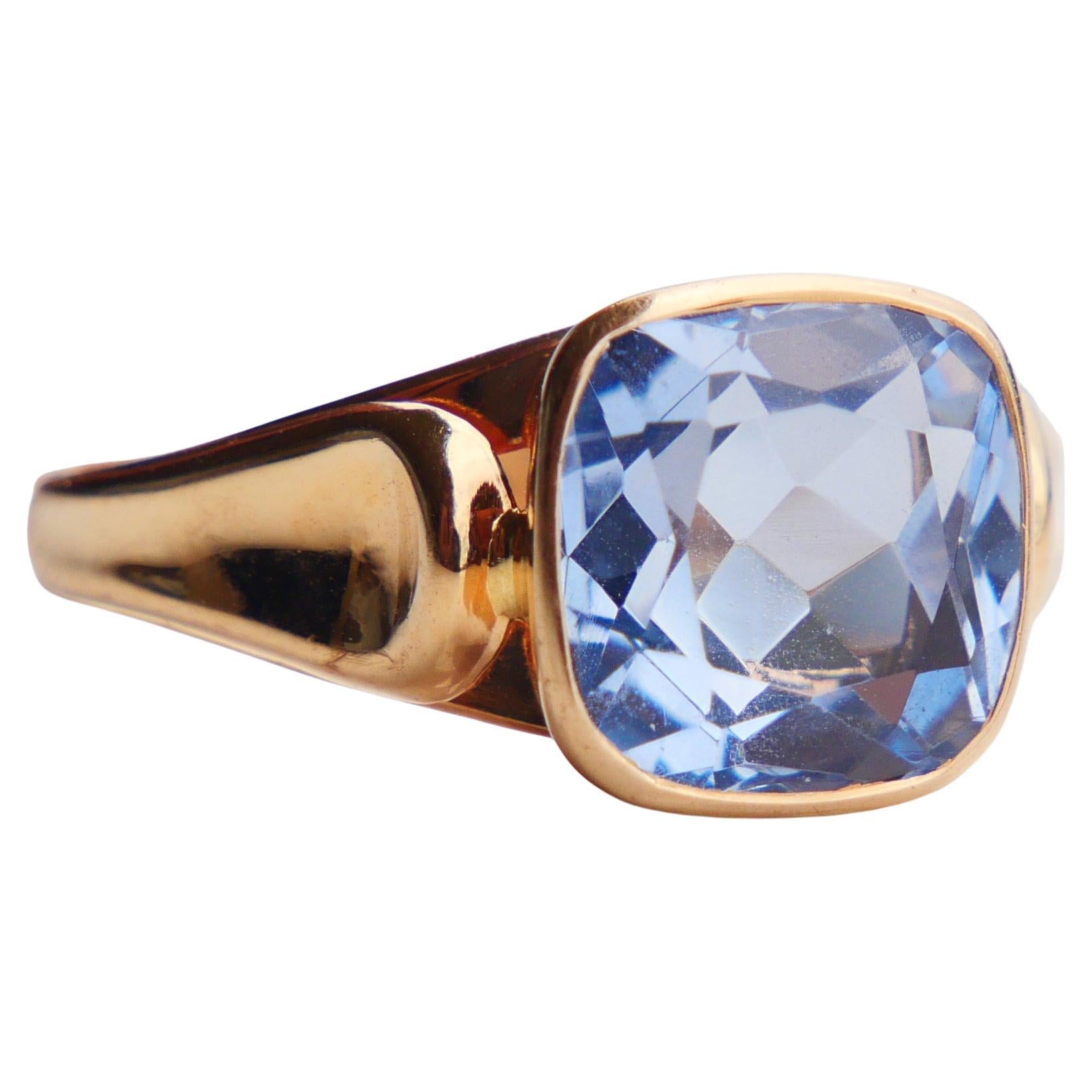1970 Ring natural 4ct Aquamarine solid 18K Gold Ø6.25 US / 3.3 gr For Sale