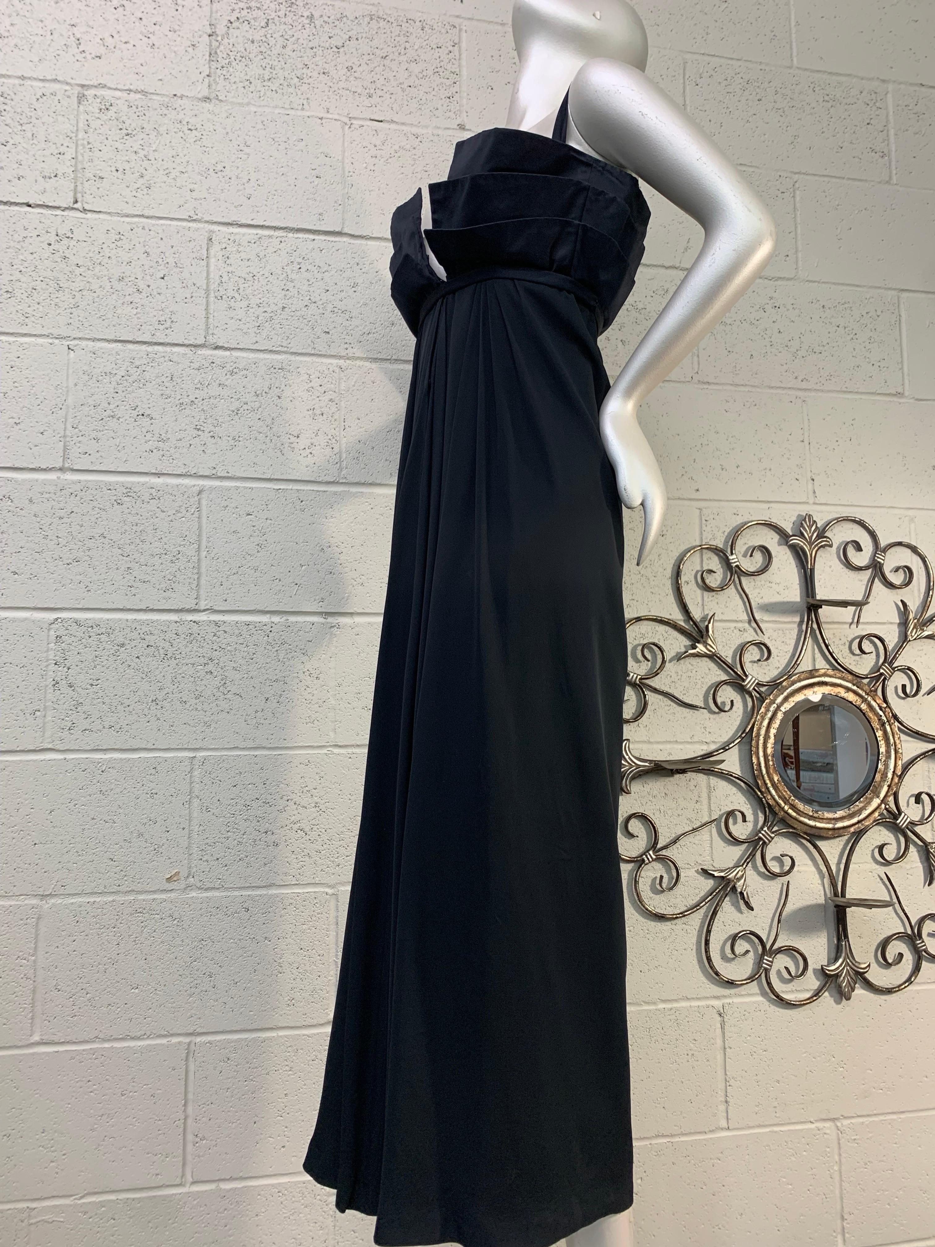 1970 Roberto Capucci Black Silk Empire Gown w Multi-Layered Structured Bodice For Sale 5
