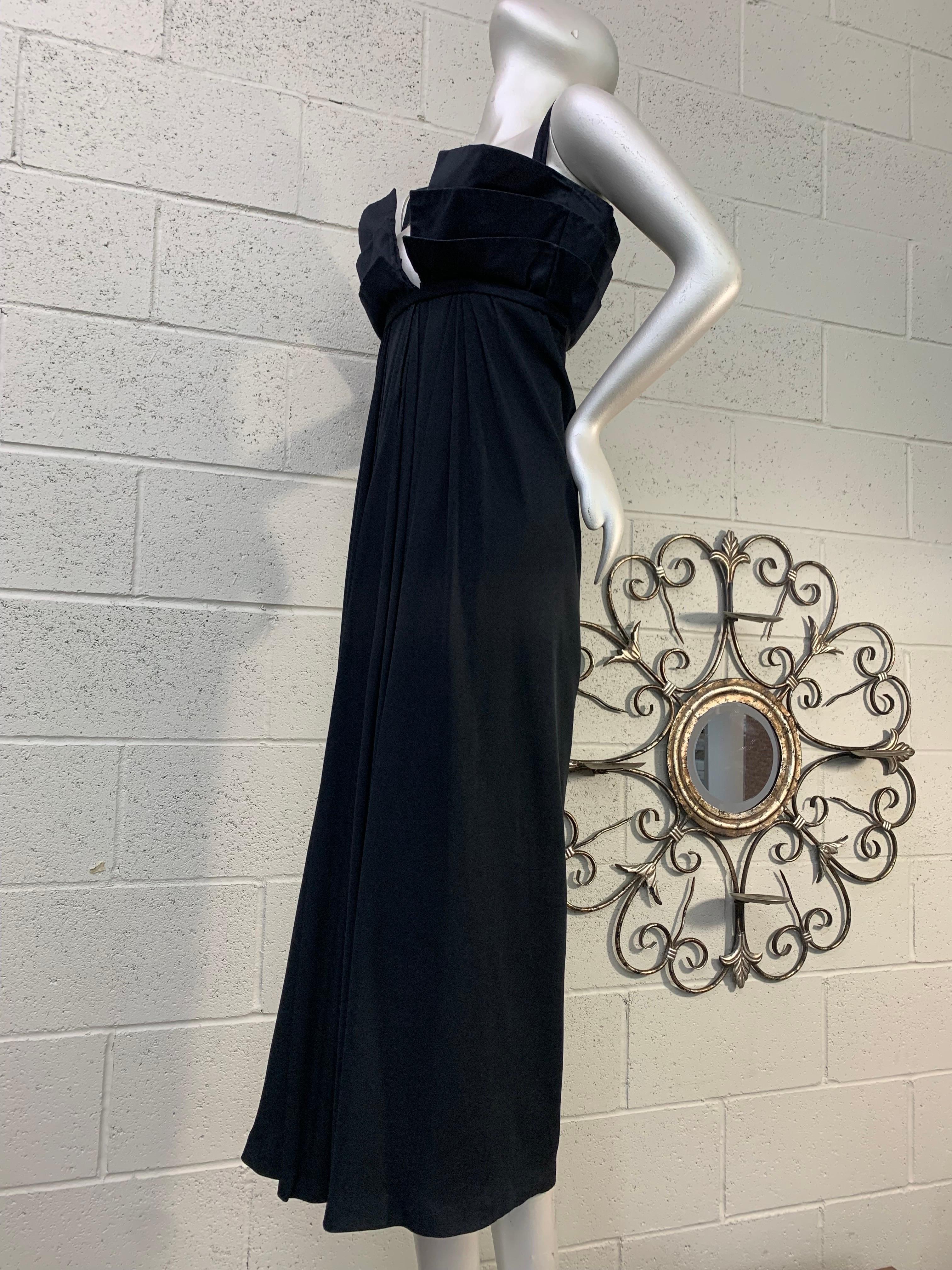 1970 Roberto Capucci Black Silk Empire Gown w Multi-Layered Structured Bodice For Sale 7