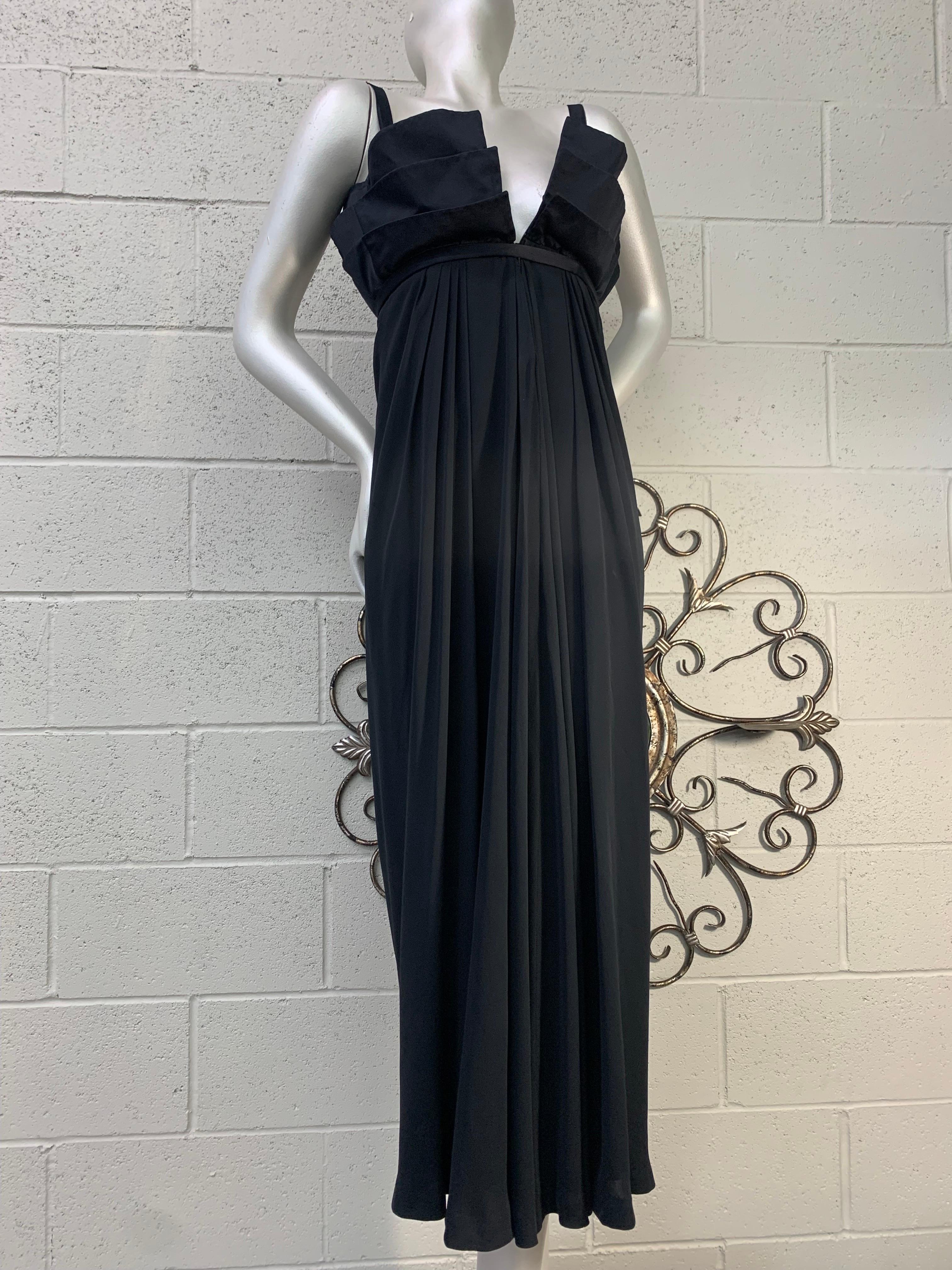 1970 Roberto Capucci Black Silk Empire Gown w Multi-Layered Structured Bodice For Sale 8