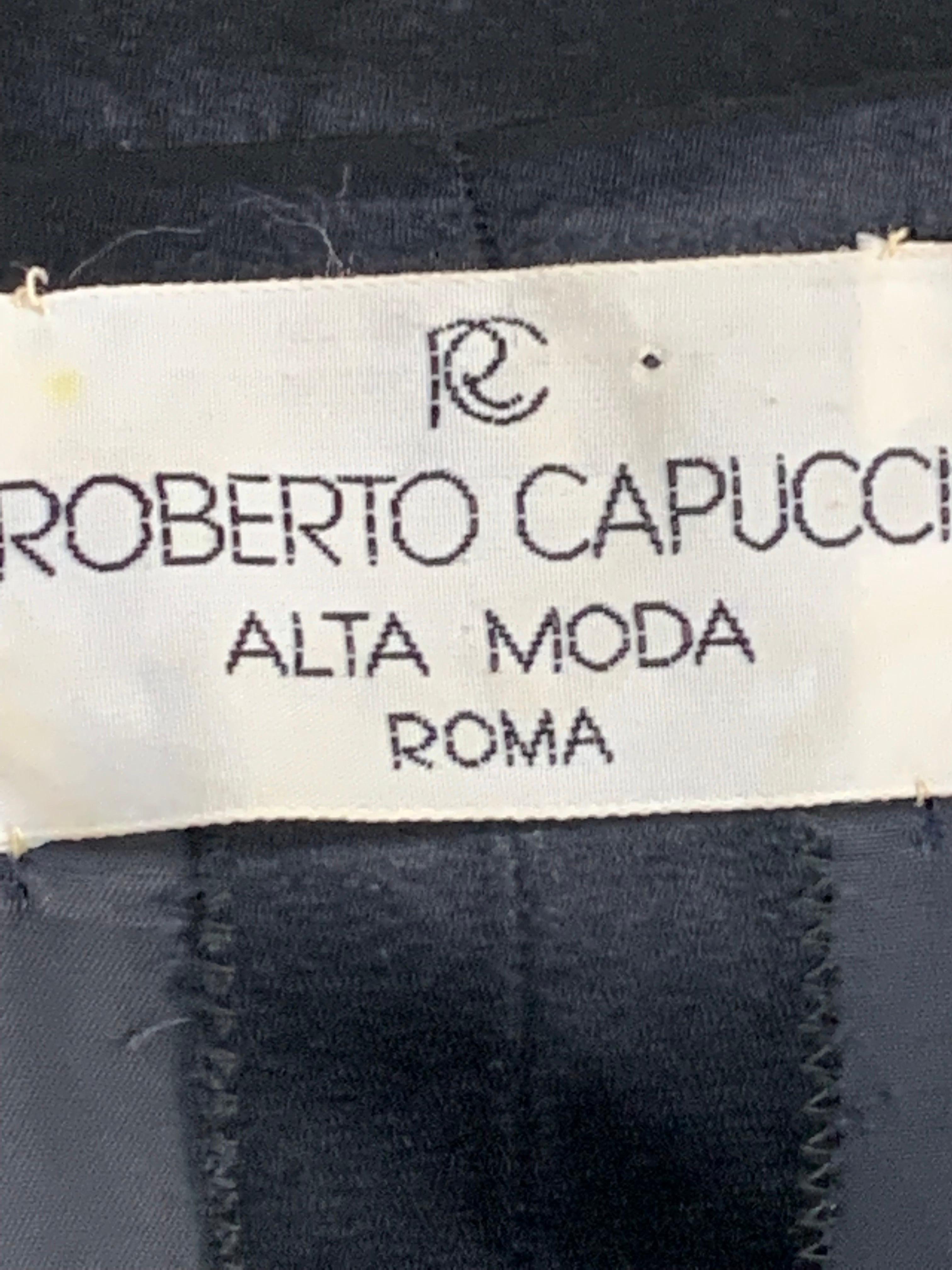 1970 Roberto Capucci Black Silk Empire Gown w Multi-Layered Structured Bodice For Sale 13