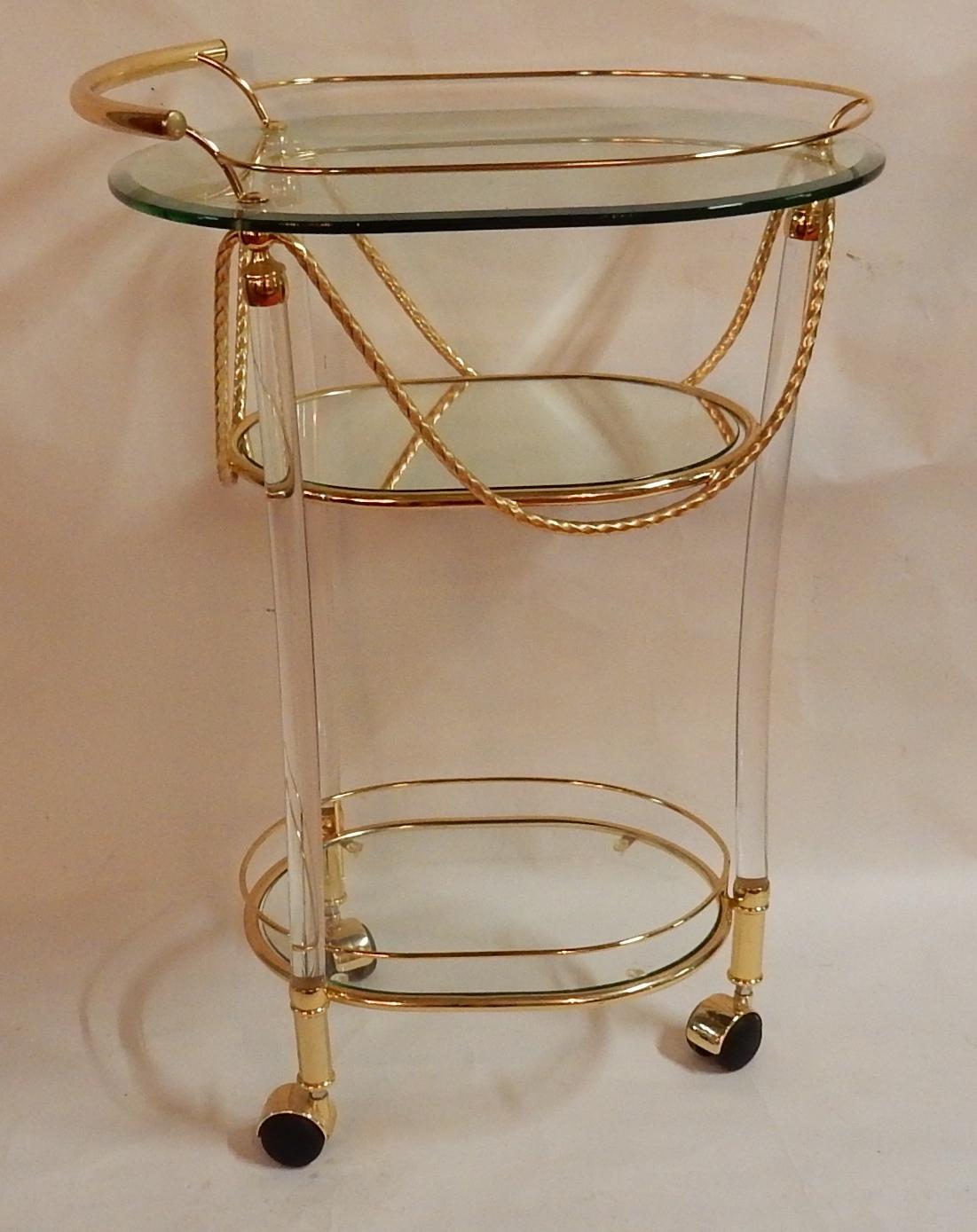 1970 Rolling Bar Lucite and Gilted Metal with Garland 3