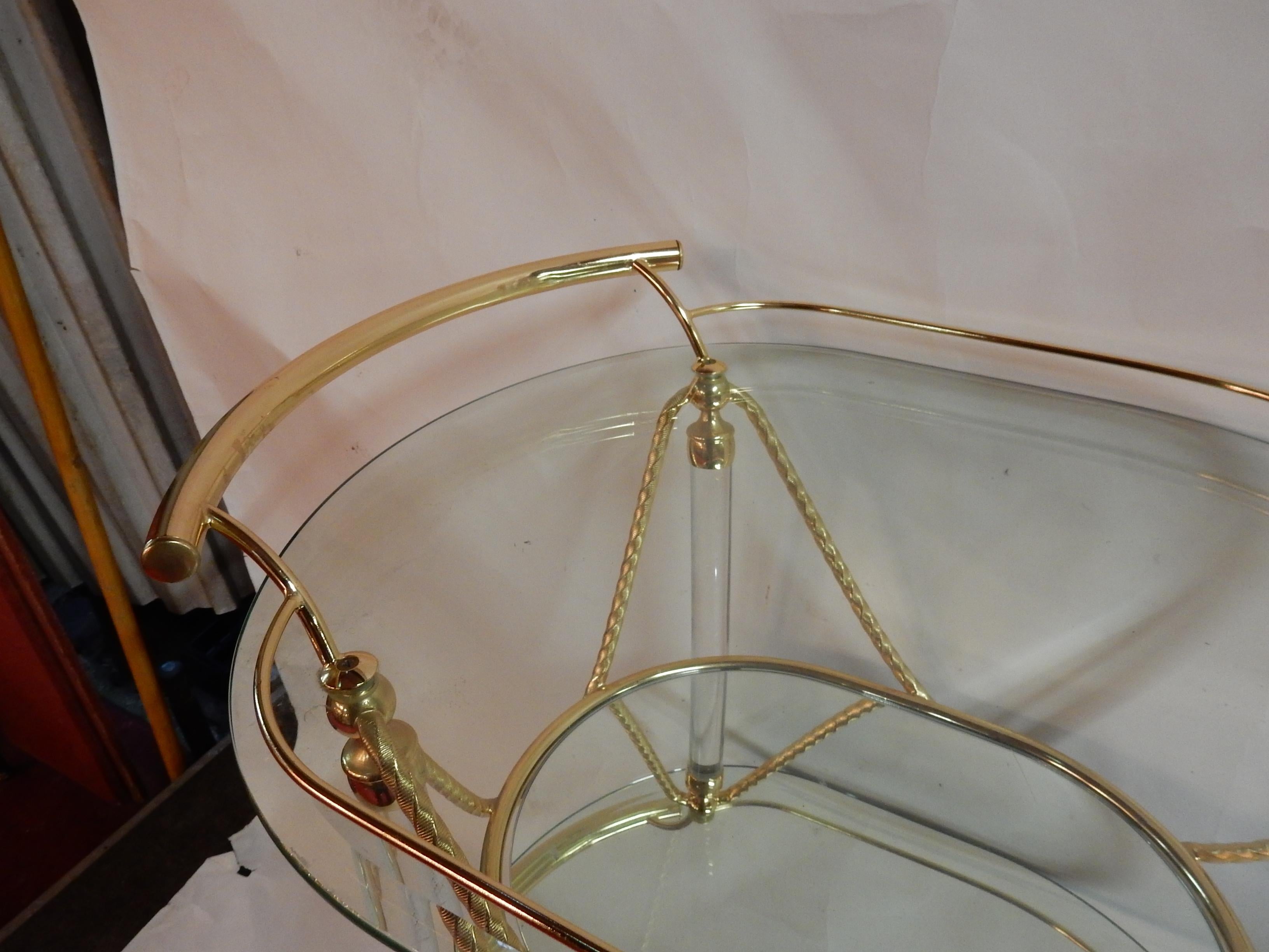 1970 Rolling Bar Lucite and Gilted Metal with Garland 7