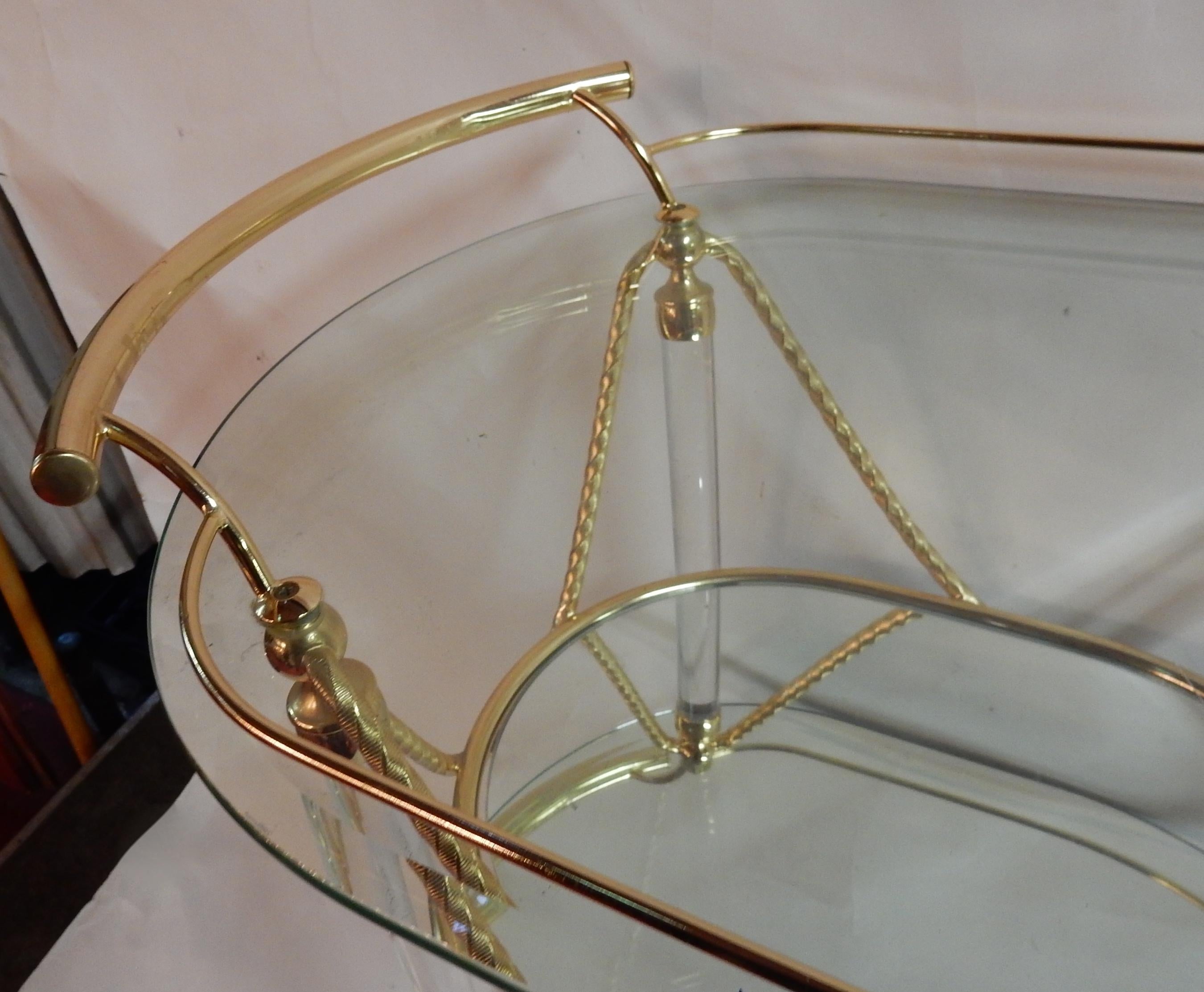 1970 Rolling Bar Lucite and Gilted Metal with Garland 8