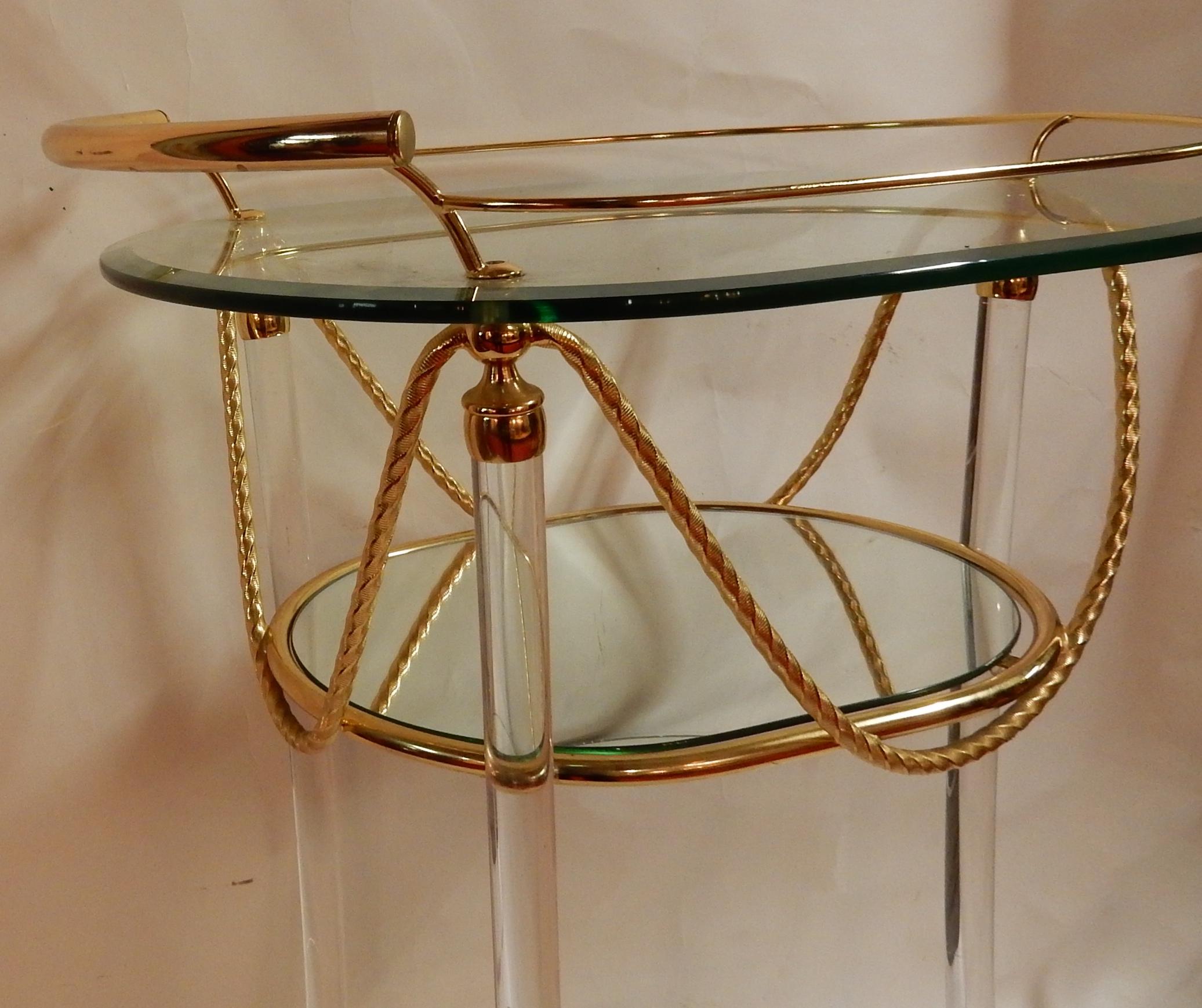 1970 Rolling Bar Lucite and Gilted Metal with Garland 9