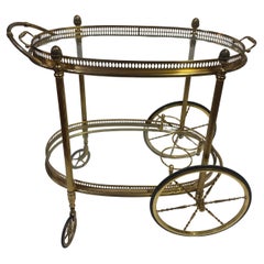 1970′ Rolling Bar Or Trolley In Gilt Bronze Attribuate To Maison Bagués