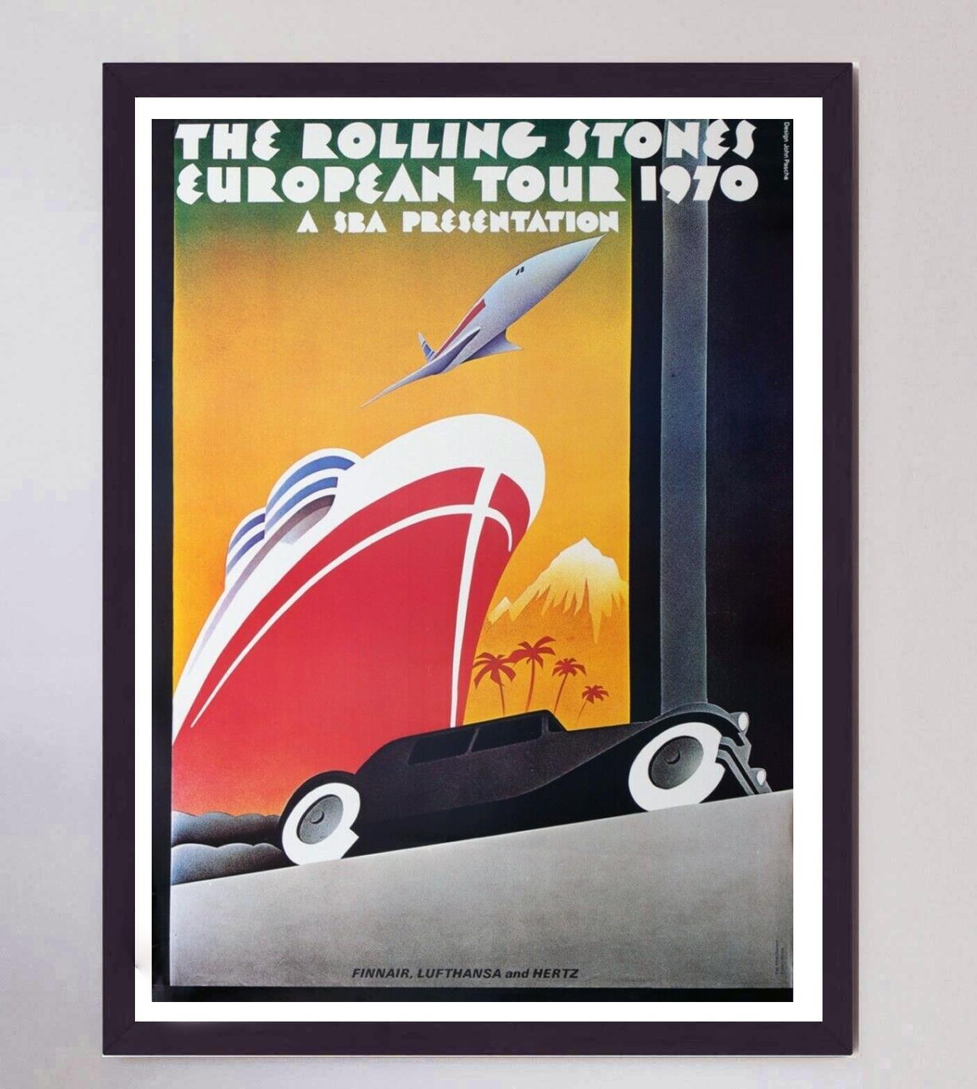 Fin du 20e siècle Les Rolling Stones - Tournée européenne de 1970 Affiche vintage d'origine en vente