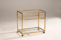 1970 Romeo Rega Carrello in ottone e vetro extrachiaro