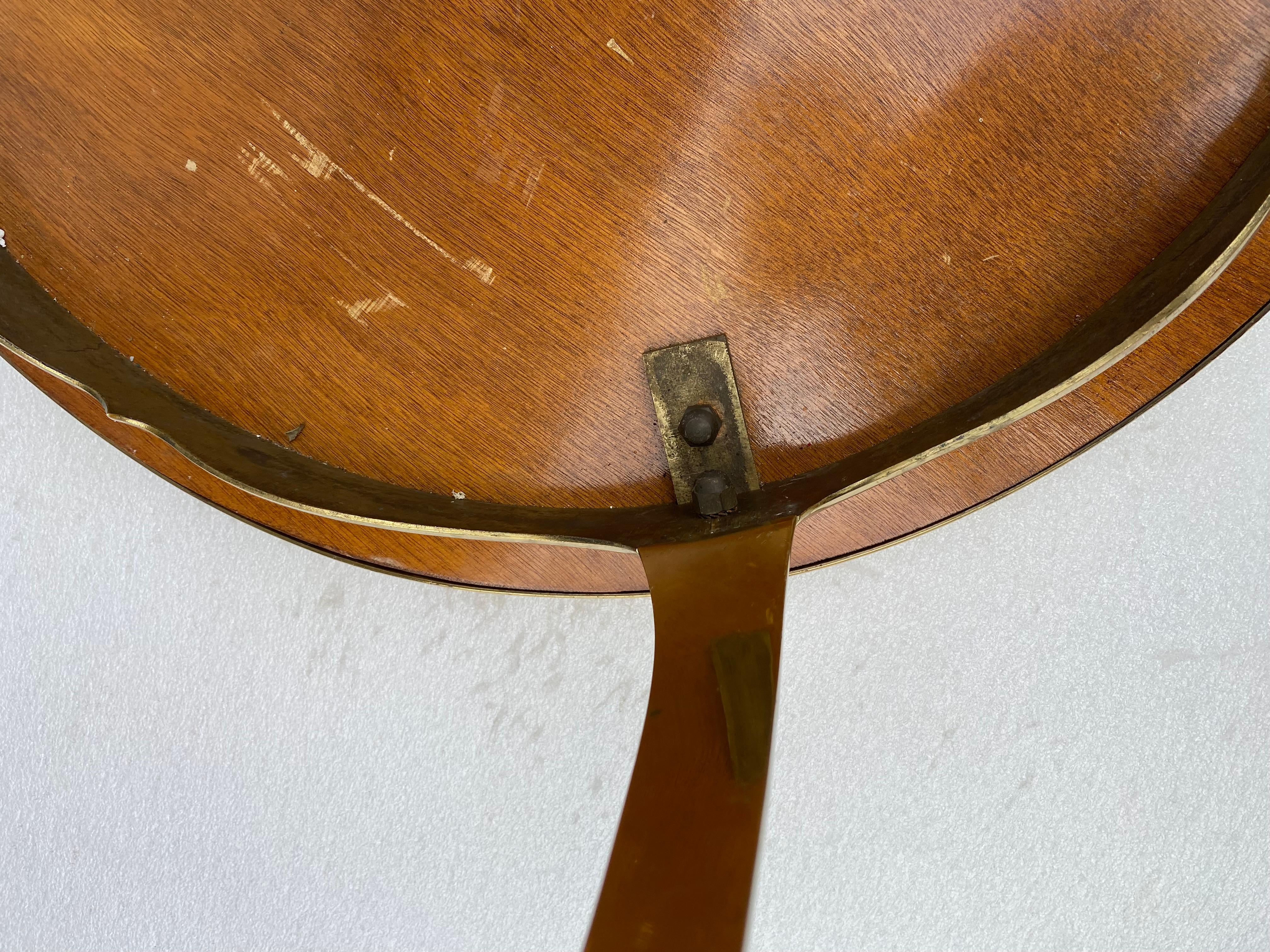 Art Deco 1970′ Round Coffee Table Gilt Bronze Maison Jansen Ø 65 H 44 cm For Sale