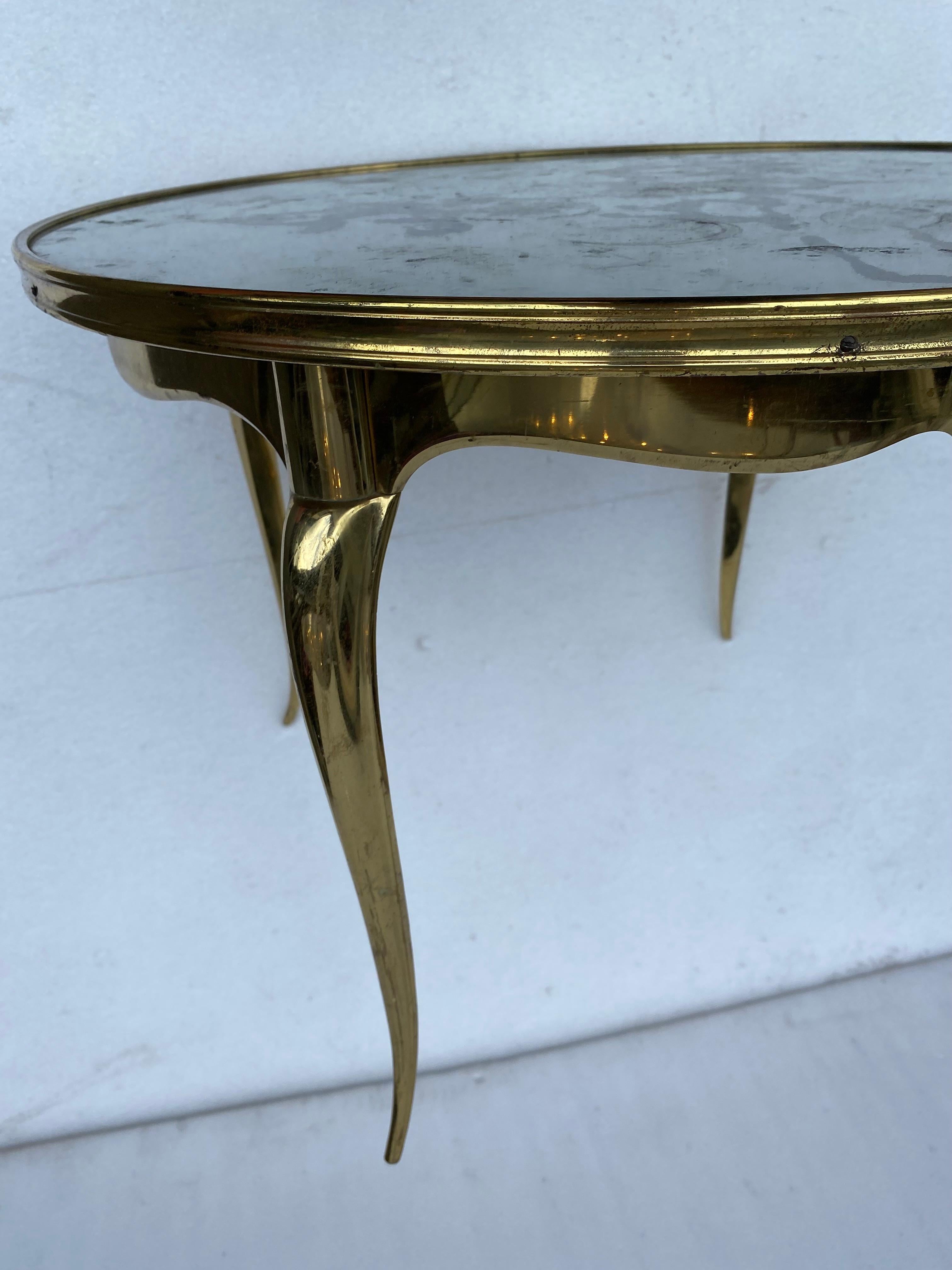 1970′ Round Coffee Table Gilt Bronze Maison Jansen Ø 65 H 44 cm For Sale 2
