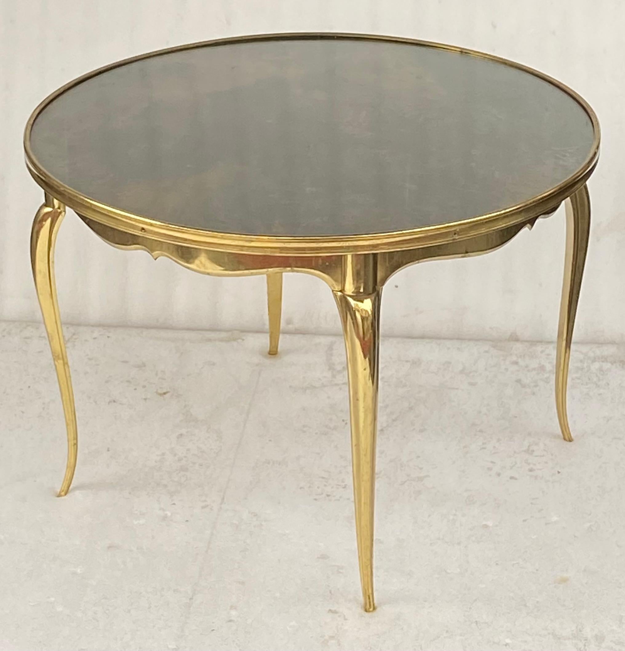 1970′ Round Coffee Table Gilt Bronze Maison Jansen Ø 65 H 44 cm For Sale 3