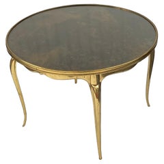 1970′ Table basse ronde en bronze doré Maison Jansen Ø 65 H 44 cm