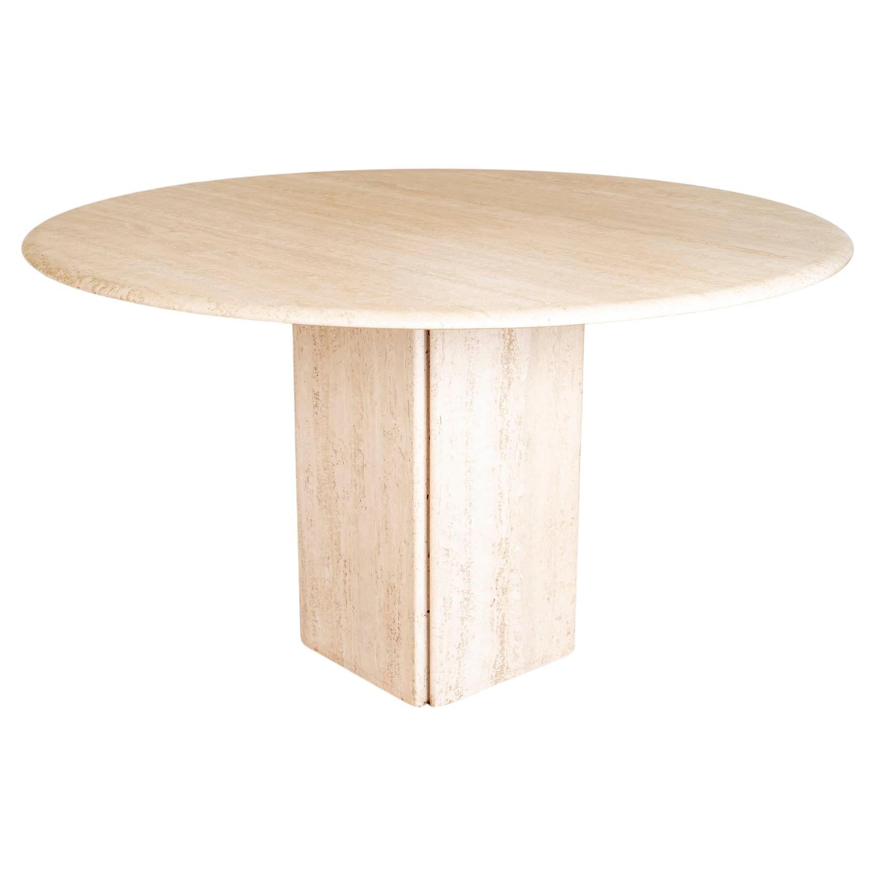 1970 Round Table in Travertine Model Dolmen from Roche Bobois For Sale
