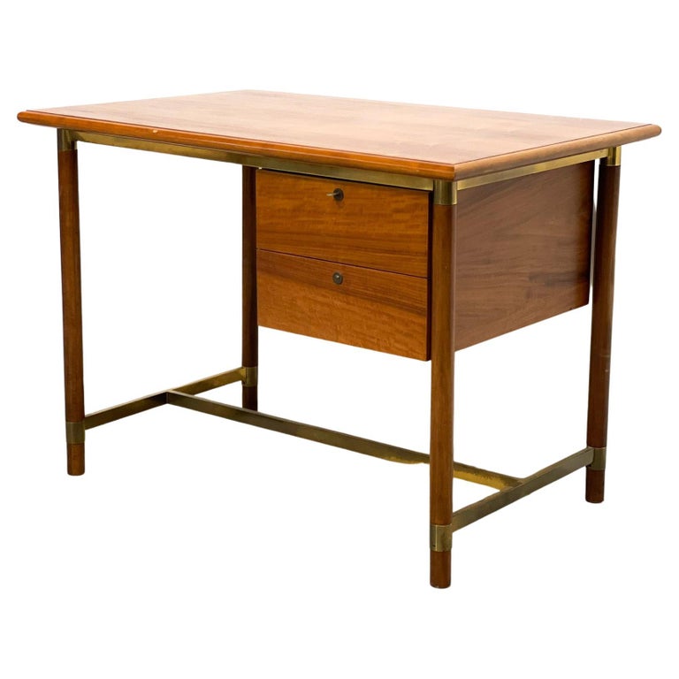 1970' S Brass and Oak Italian Desk For Sale at 1stDibs