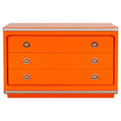 1970´s Chest of Drawers, Orange Lacquered Solid Wood, Barcelona