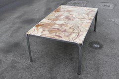 1970s mid-century modern Chrome Marble coffee table