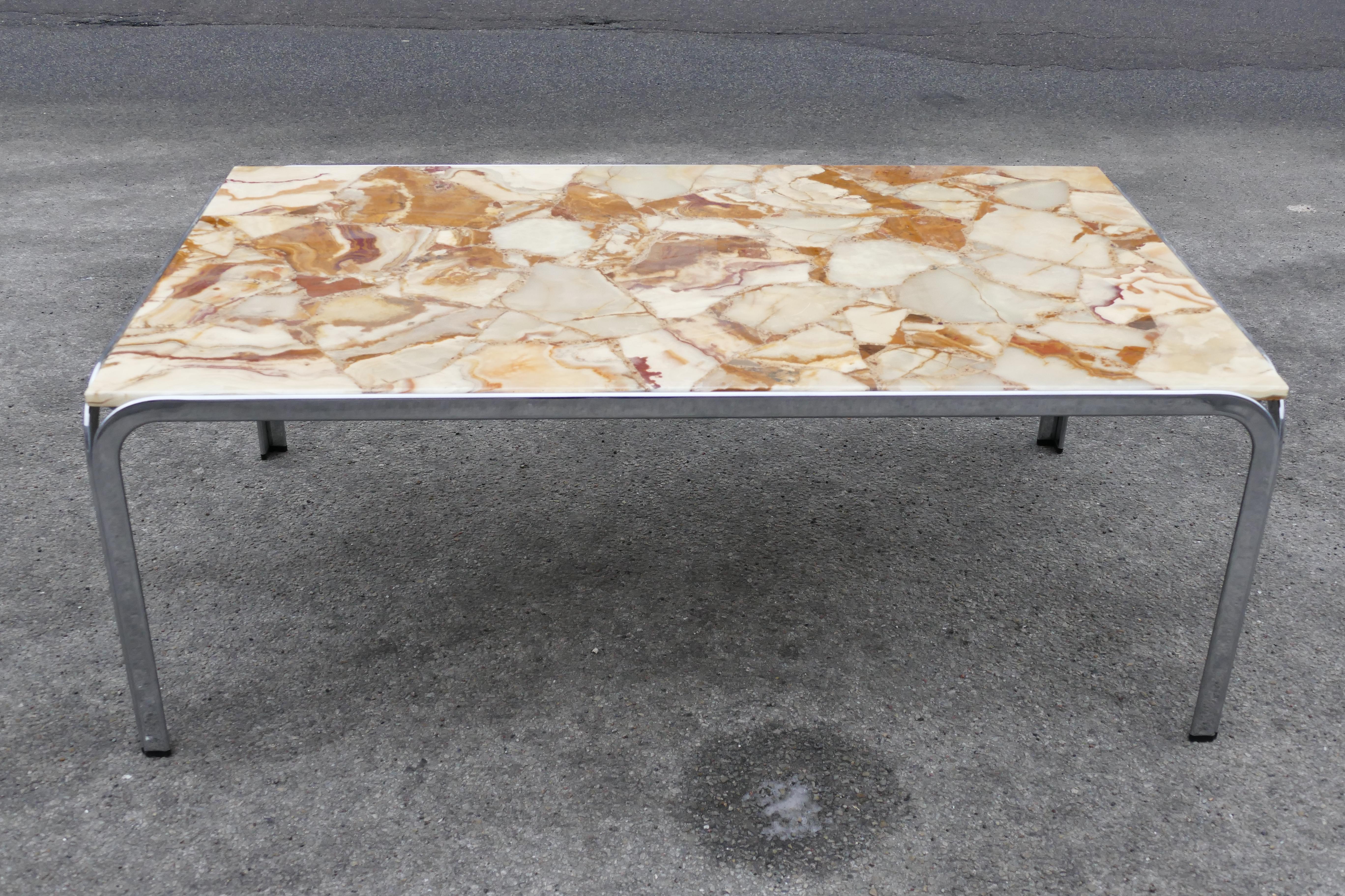 Mid-Century Modern 1970s mid-century modern Chrome Marble coffee table