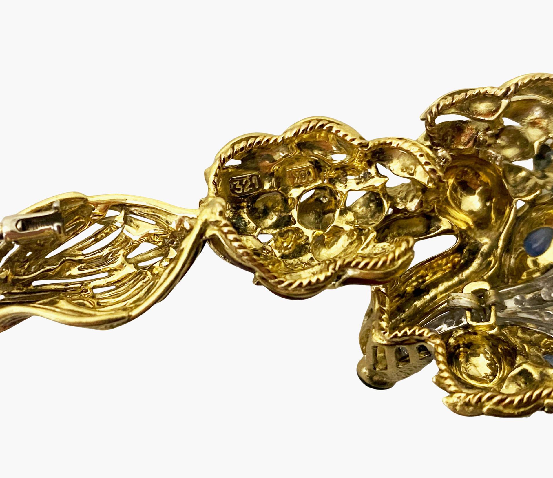 1970’ s Fox brooch 18K Diamonds Sapphires Enamel Spritzer & Fuhrmann For Sale 2