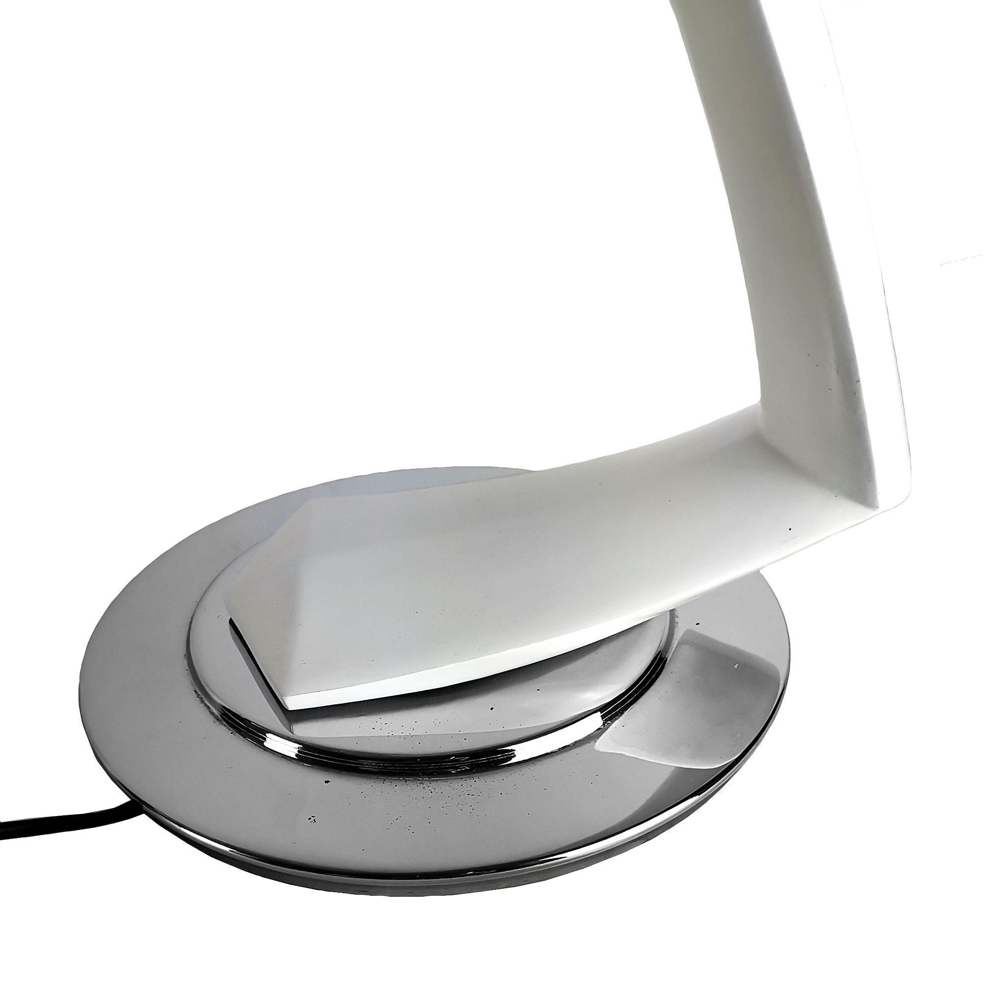 Große „Boomerang“-Schreibtischlampe von Fase, Stahl, Milchglas, Spanien, 1970er Jahre im Angebot 2