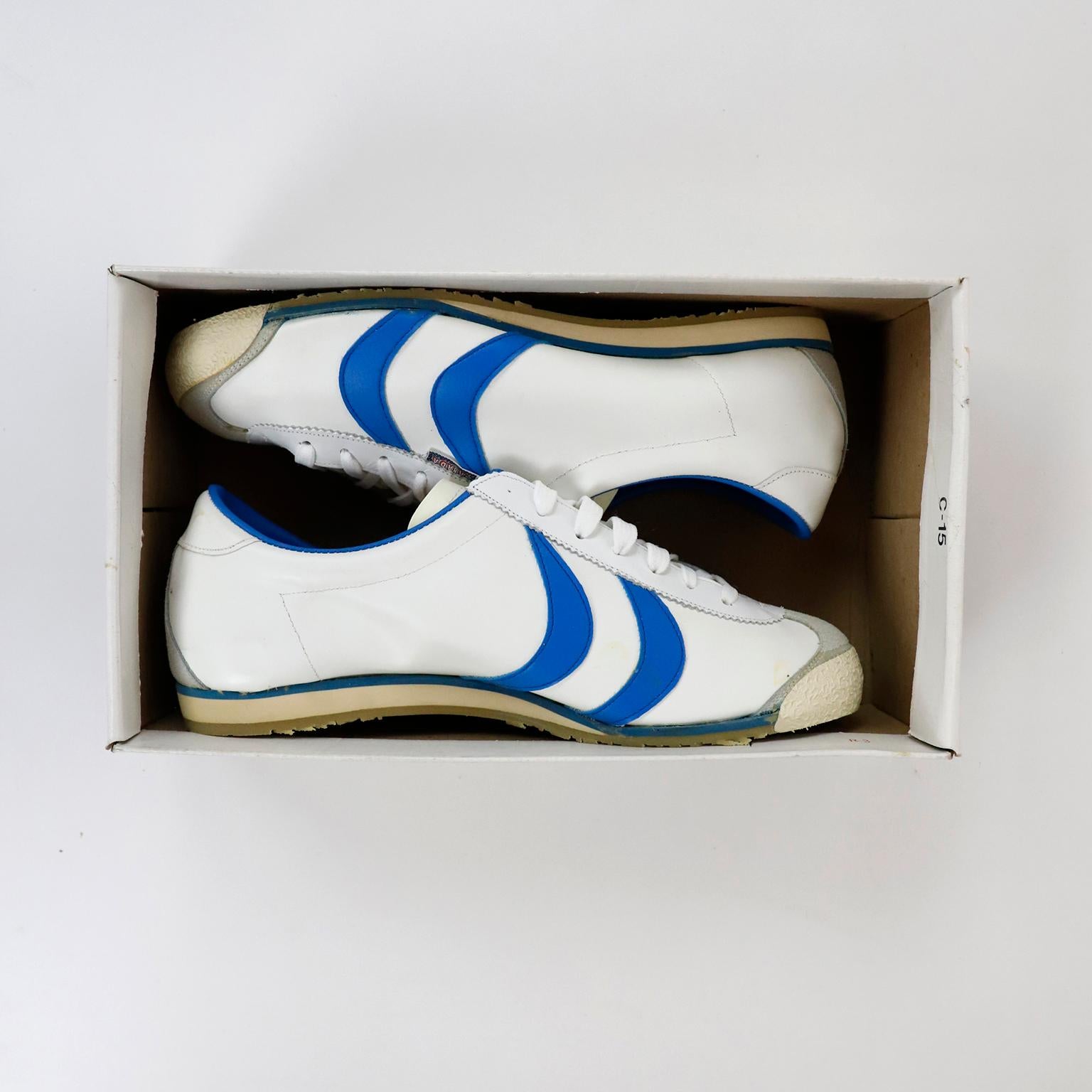 We offer this unique pair of never used CANADA sneakers with original box. circa 1970.
About CANADA:
CANADA was a very successful Mexican shoes and sneakers brand, during the 70s and 80s.
In the book Shoe Dog, in which Phil Knight, the legendary